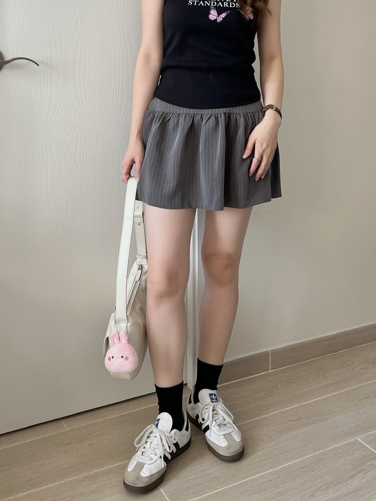 顯瘦條紋短裙 現貨