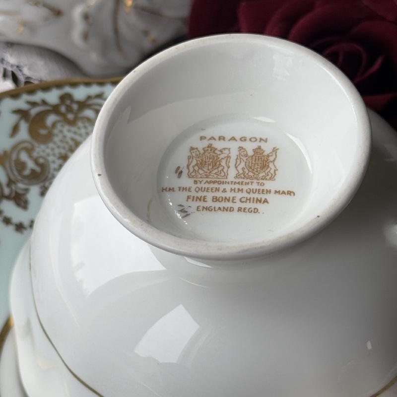 Vintage 1950s Paragon Made in England Bone China Powder Blue Teacup and Saucer Set - Tea Set Duo(MT2134)