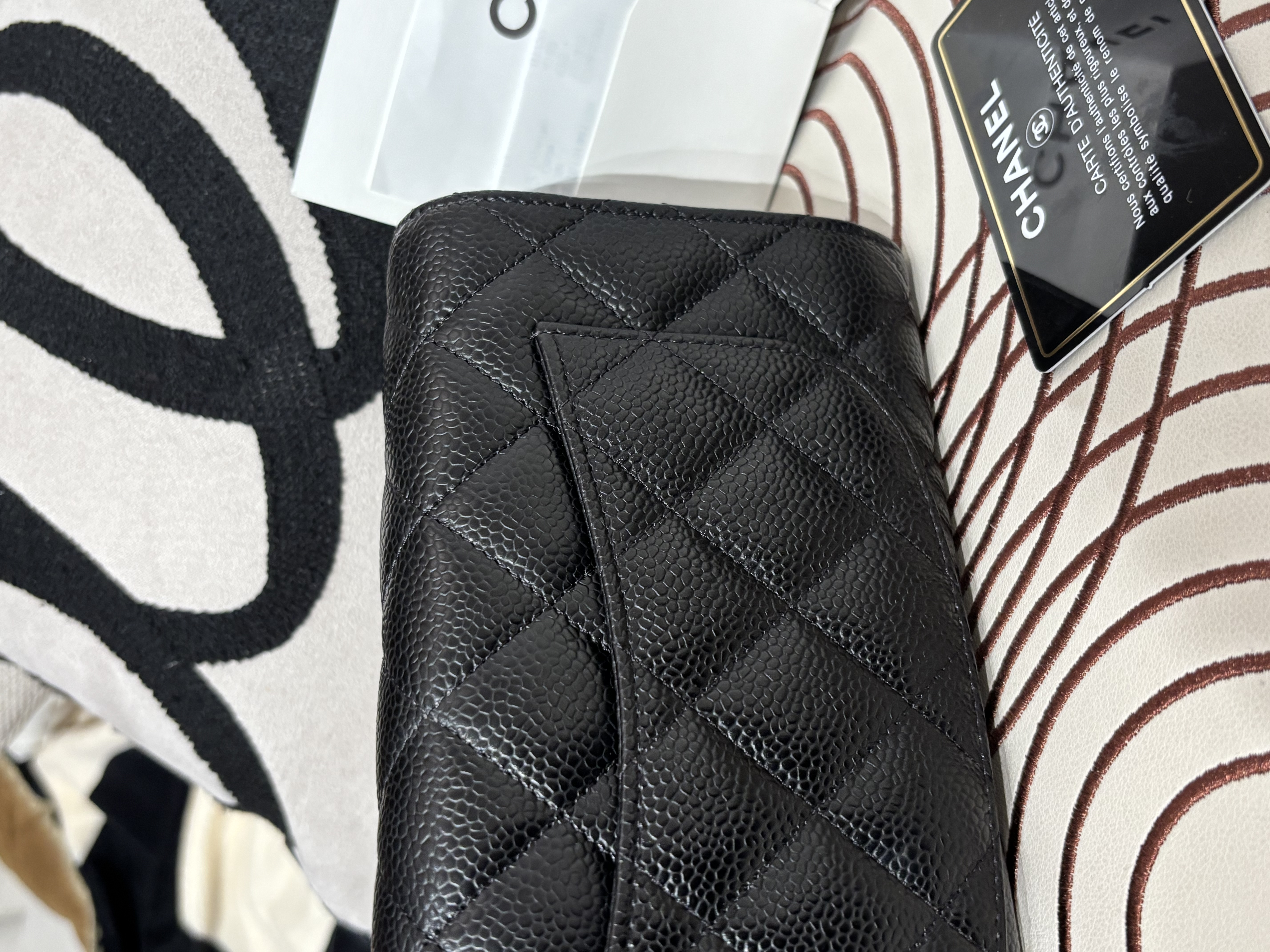 Chanel classic long wallet 黑色荔枝牛皮銀扣 