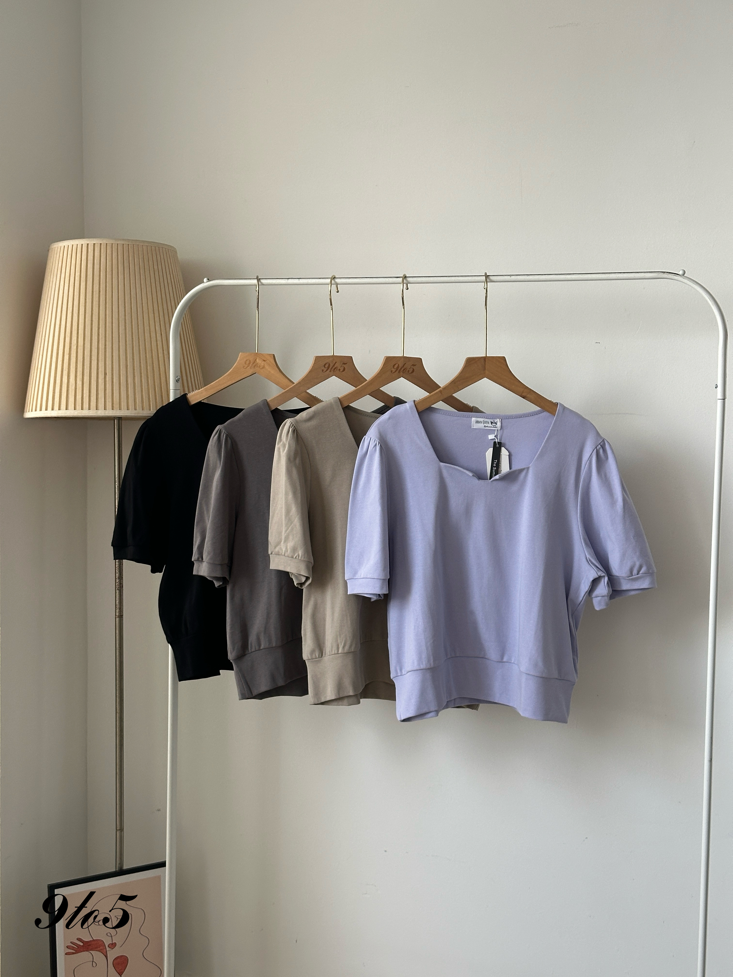 T4028 Square Neck Half Sleeve Top - 4 Colors