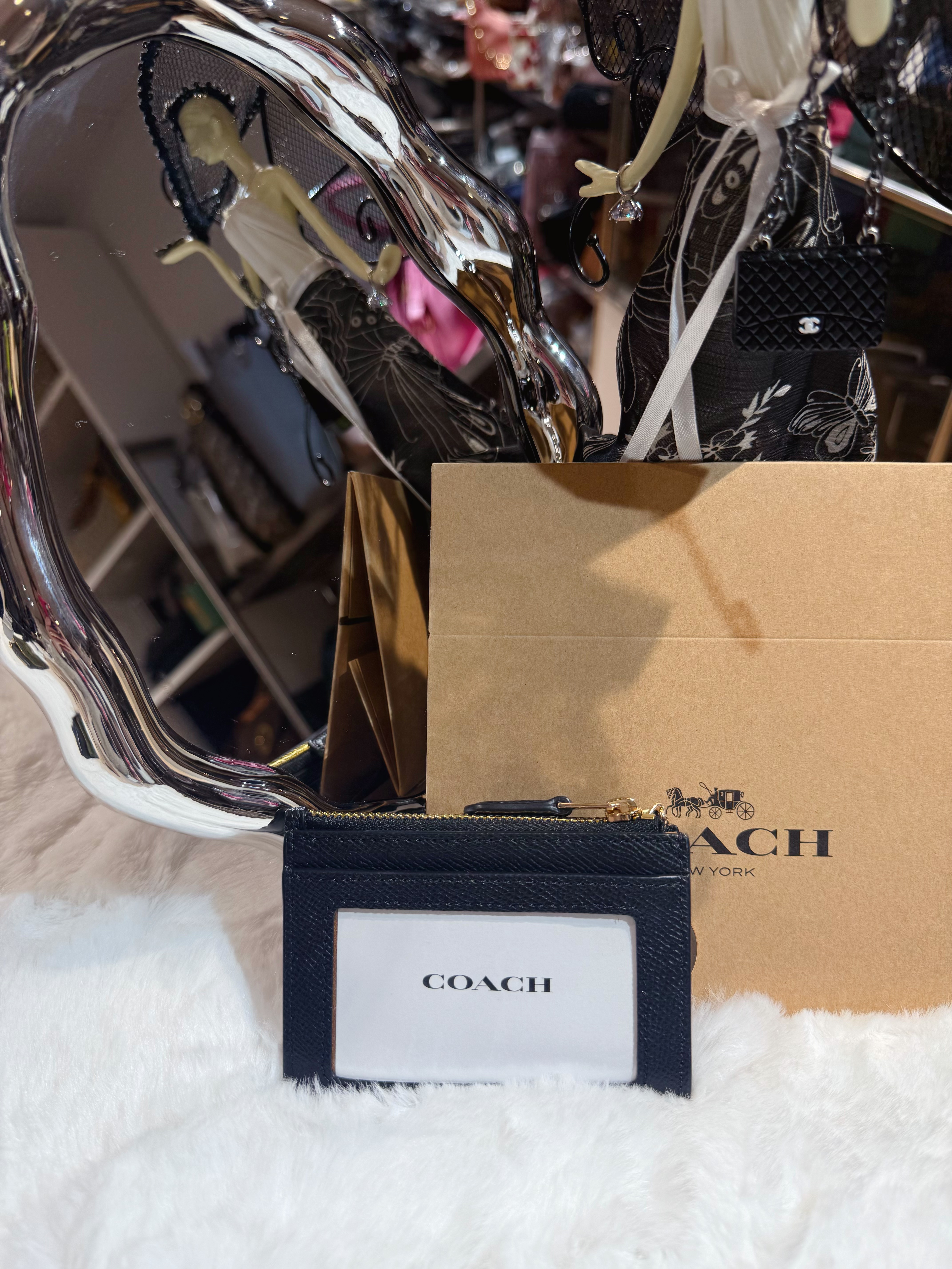 Coach card  coin case blk/g