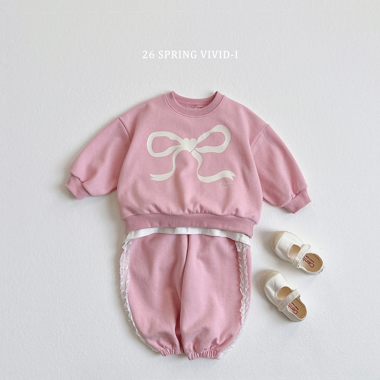 🌸預訂 韓國直送🌸🇰🇷VIVIDI三色絲帶印花寬鬆衛衣