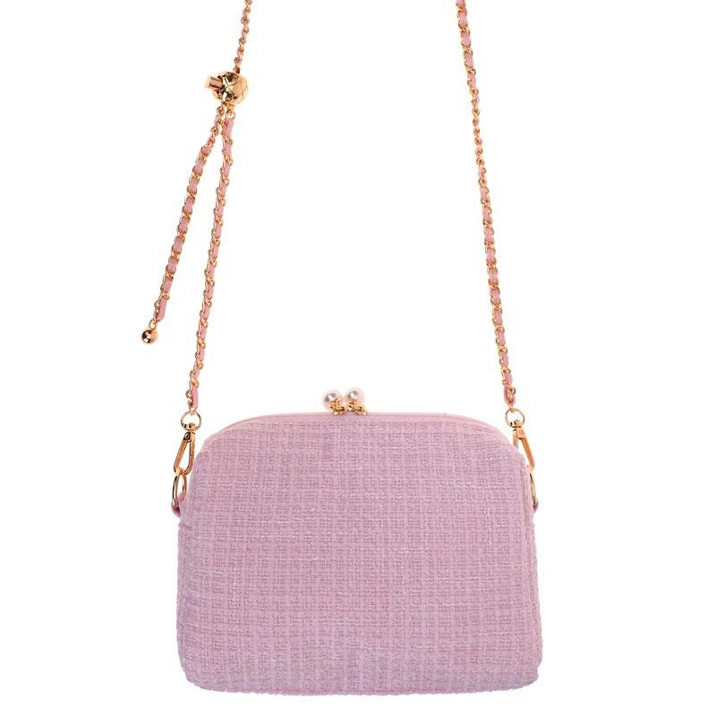 My Melody 淺粉色絨布金球有肩帶小袋 (小)