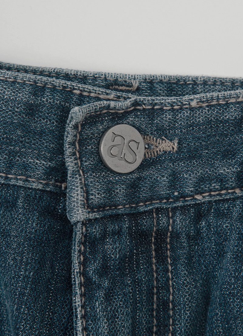 品牌代購 - ason) FOLD DENIM SHORT PANTS