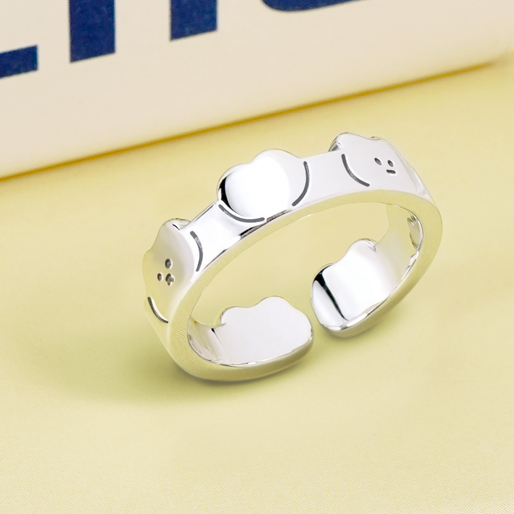 📦訂購 台灣限定 STORY 故事銀飾 布朗尼經典系列 麵包熊&巧克熊愛心純銀戒指