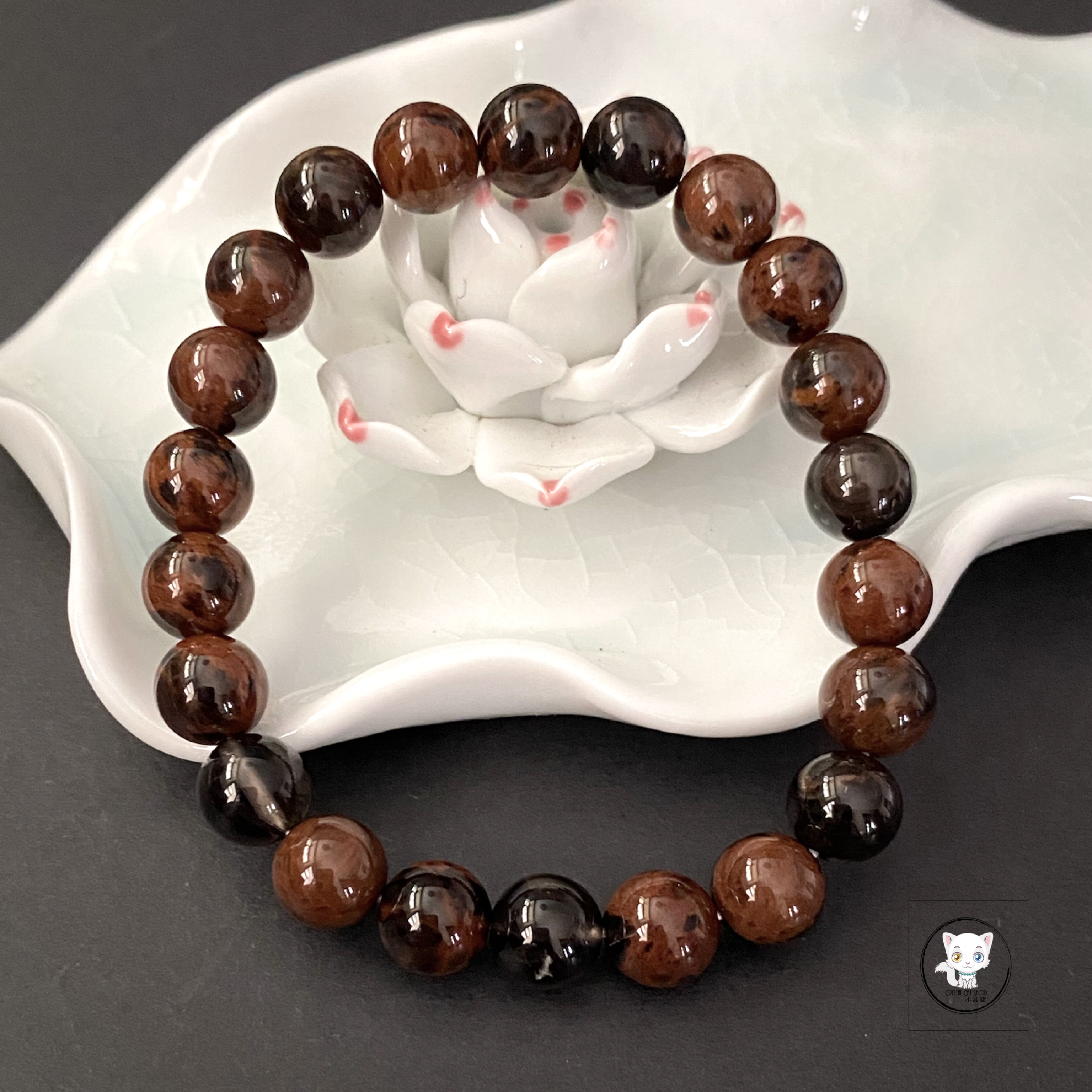 天然火紅黑曜石手鏈 8.5mm