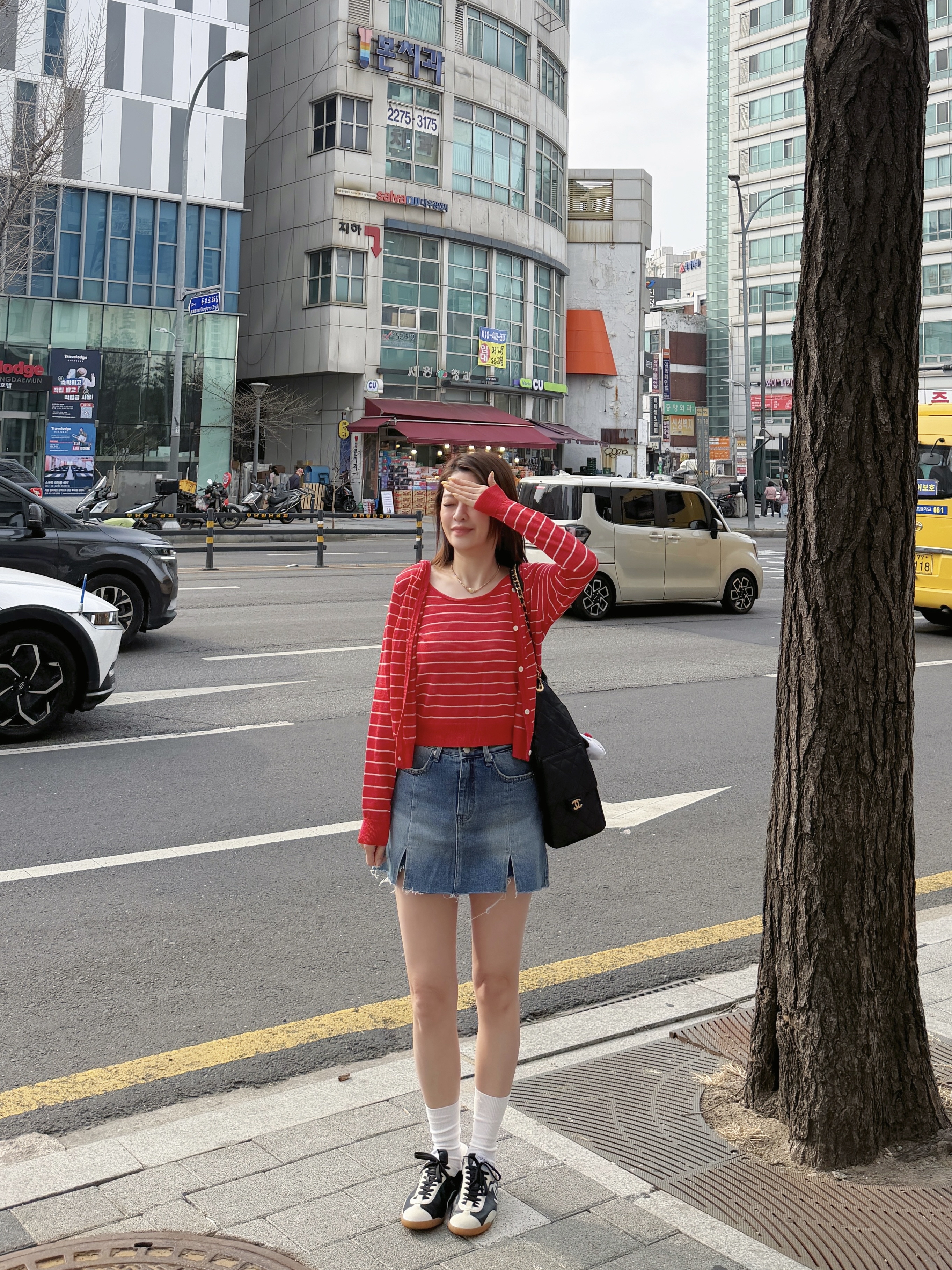 3色假2件線top 💙❤️🤍