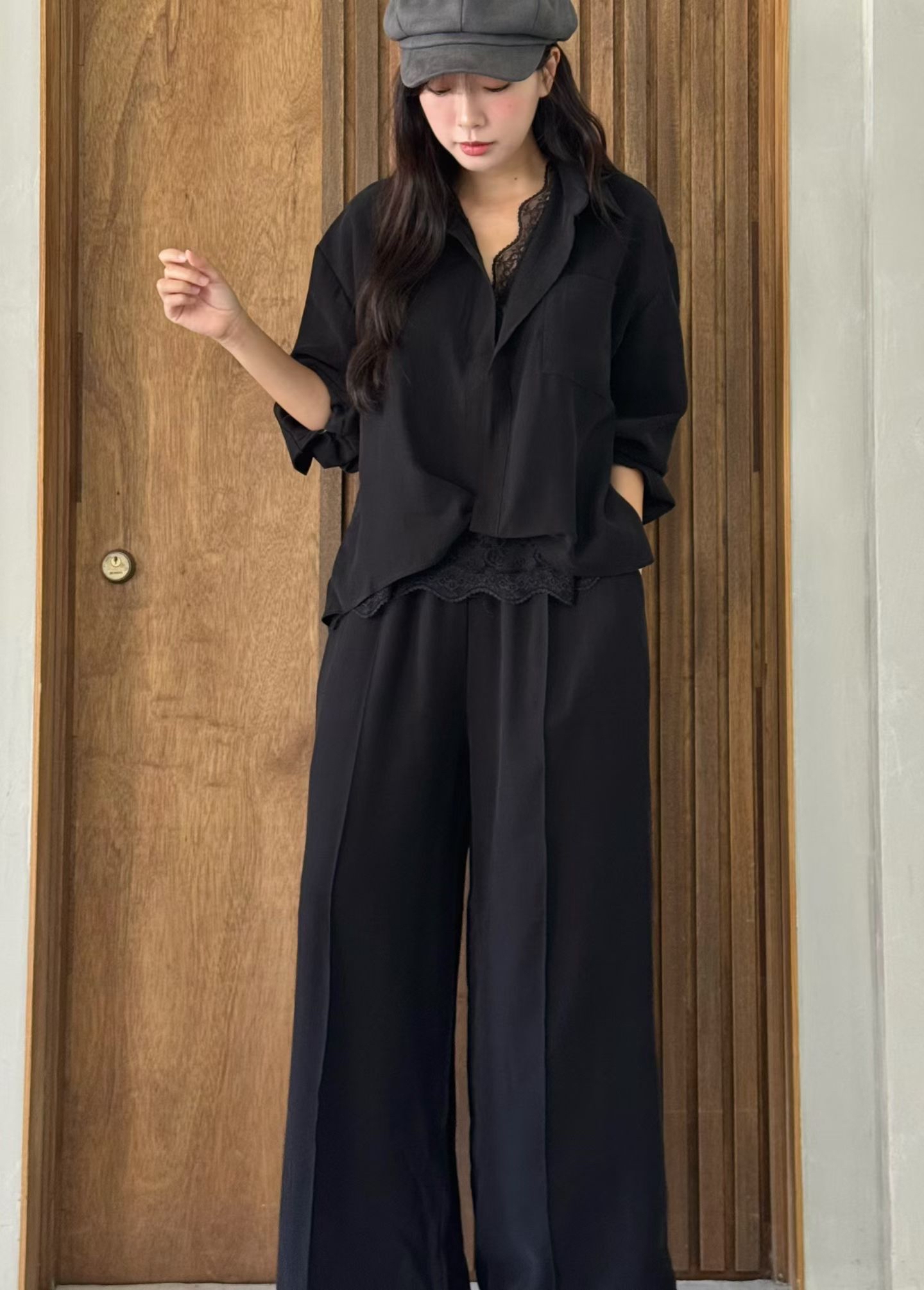 MA1 拼lace blouse 