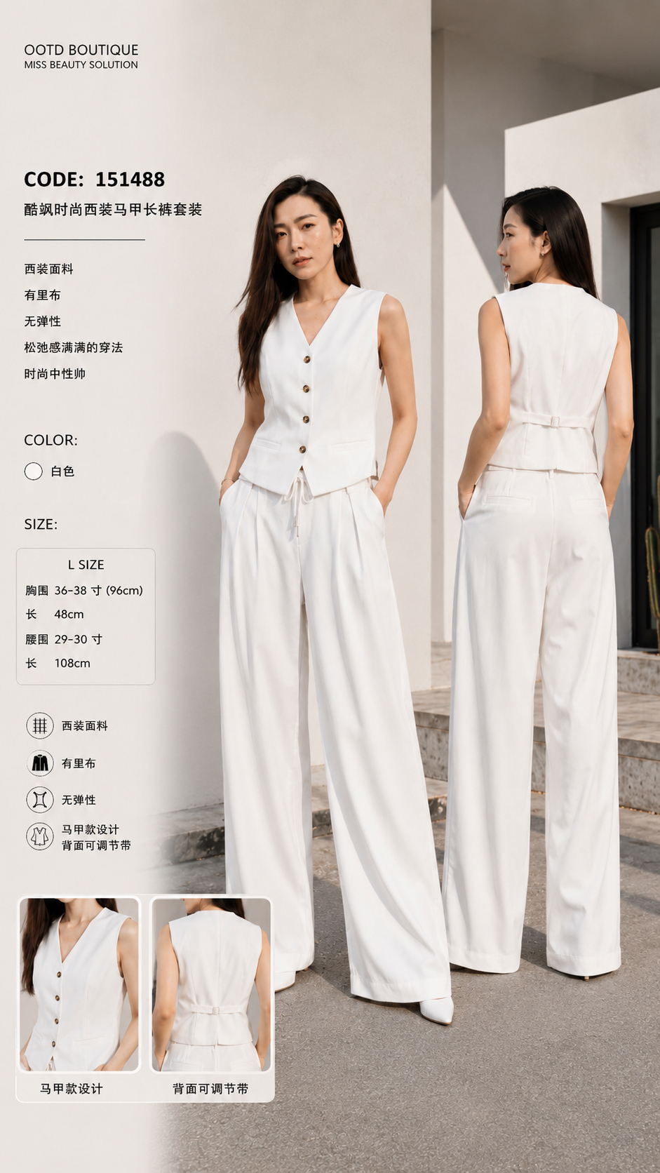 151488 PREMIUM VEST SET老钱风西装马甲长裤套装