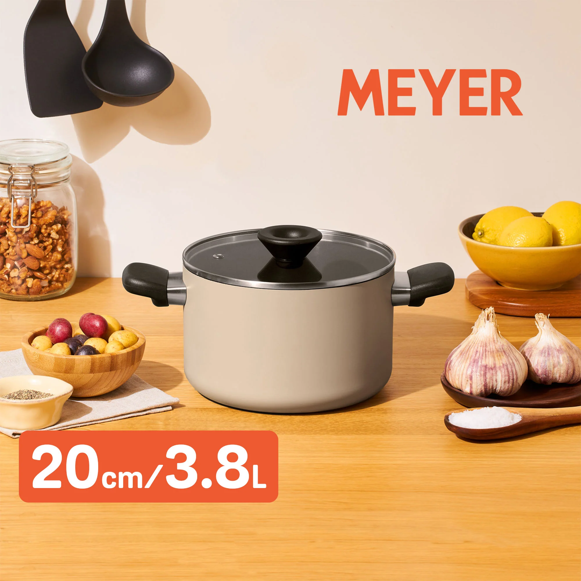 美亞20cm玻璃蓋雙耳煲3.8L 22020 (Y)