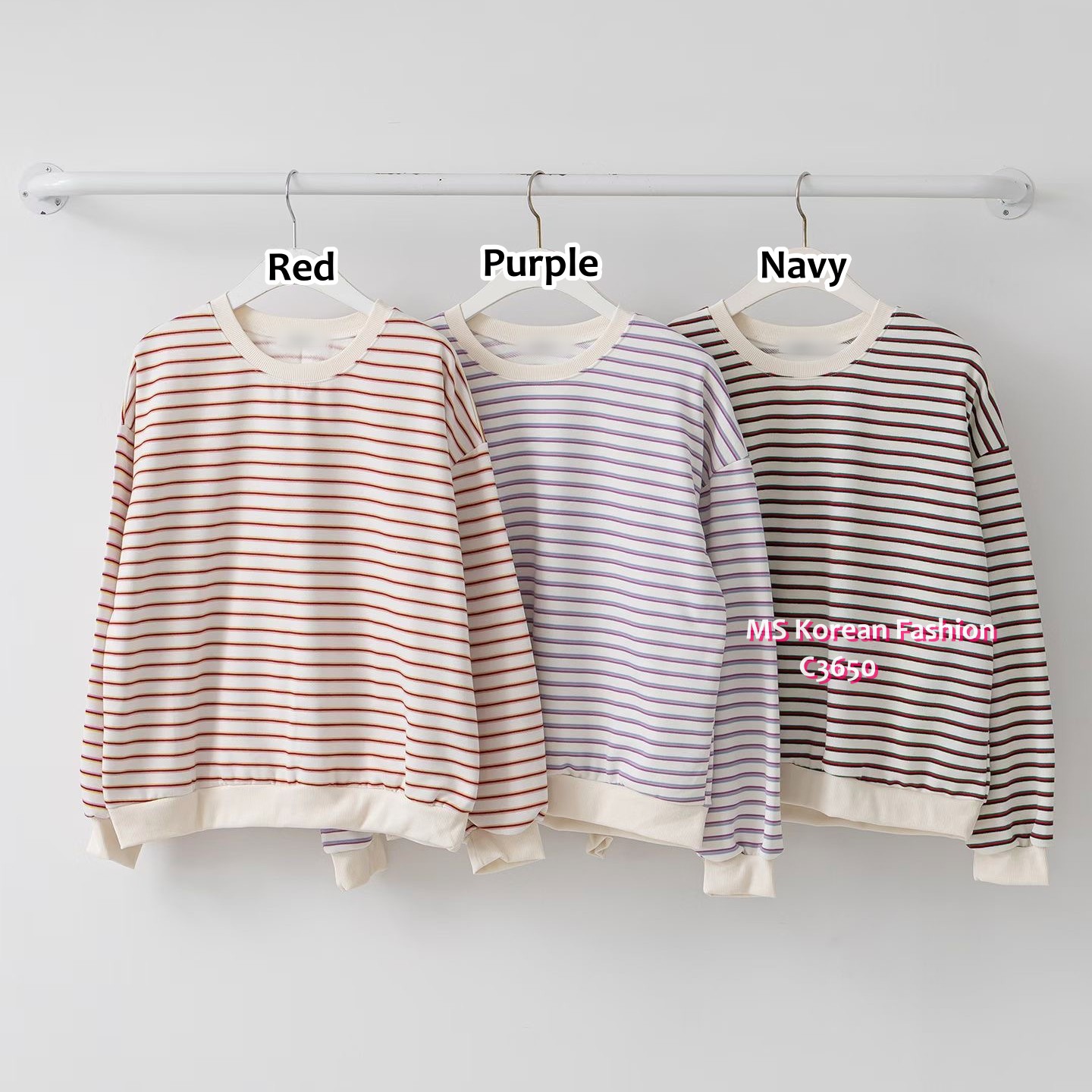 C3650 韓國🇰🇷靚色橫間top