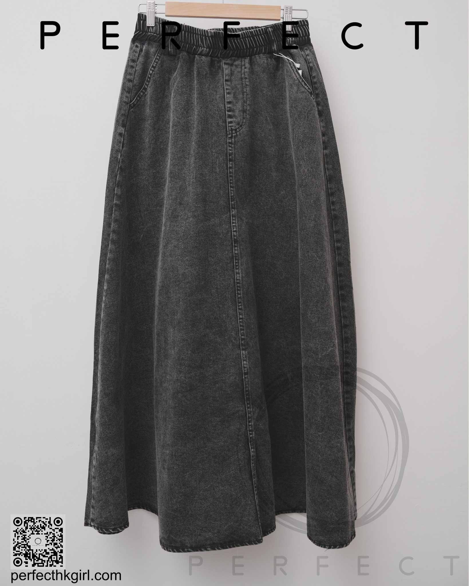 S0014_A字高腰墜感百搭顯高牛仔裙（型格灰）