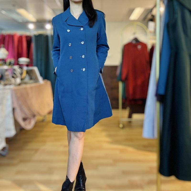 Vintage 1960s Style Double Breasted A-Line Blue Jacket / Coat (MT2260-26)