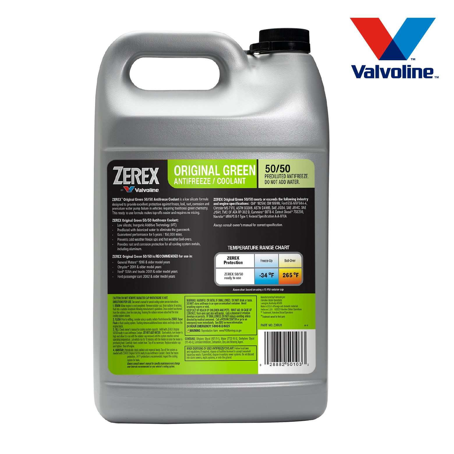 Valvoline ZEREX 原創綠色 防凍液/冷卻液【1:1直接使用】(1Gal) (原裝行貨)