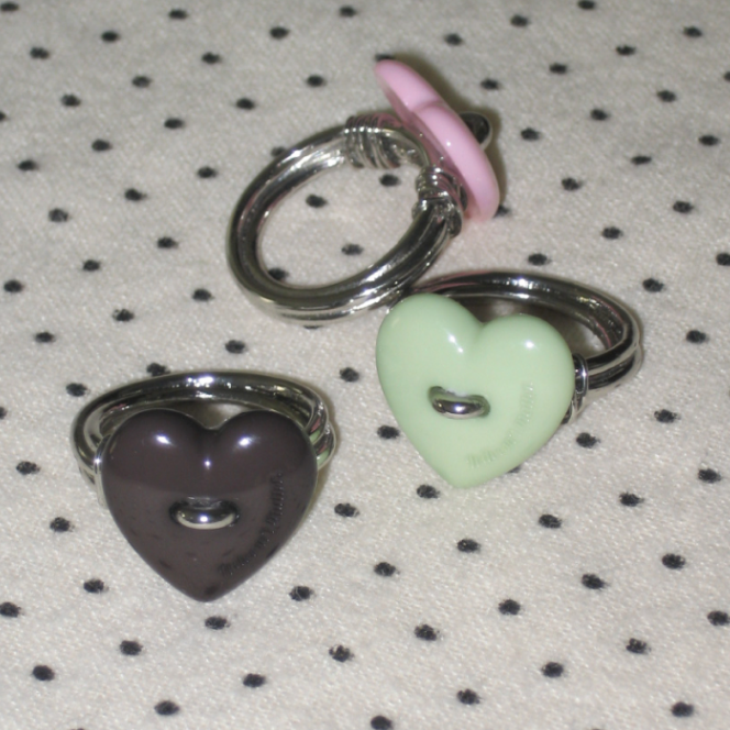 [It doesnt matter] Sewing Button Ring Heart (3種)