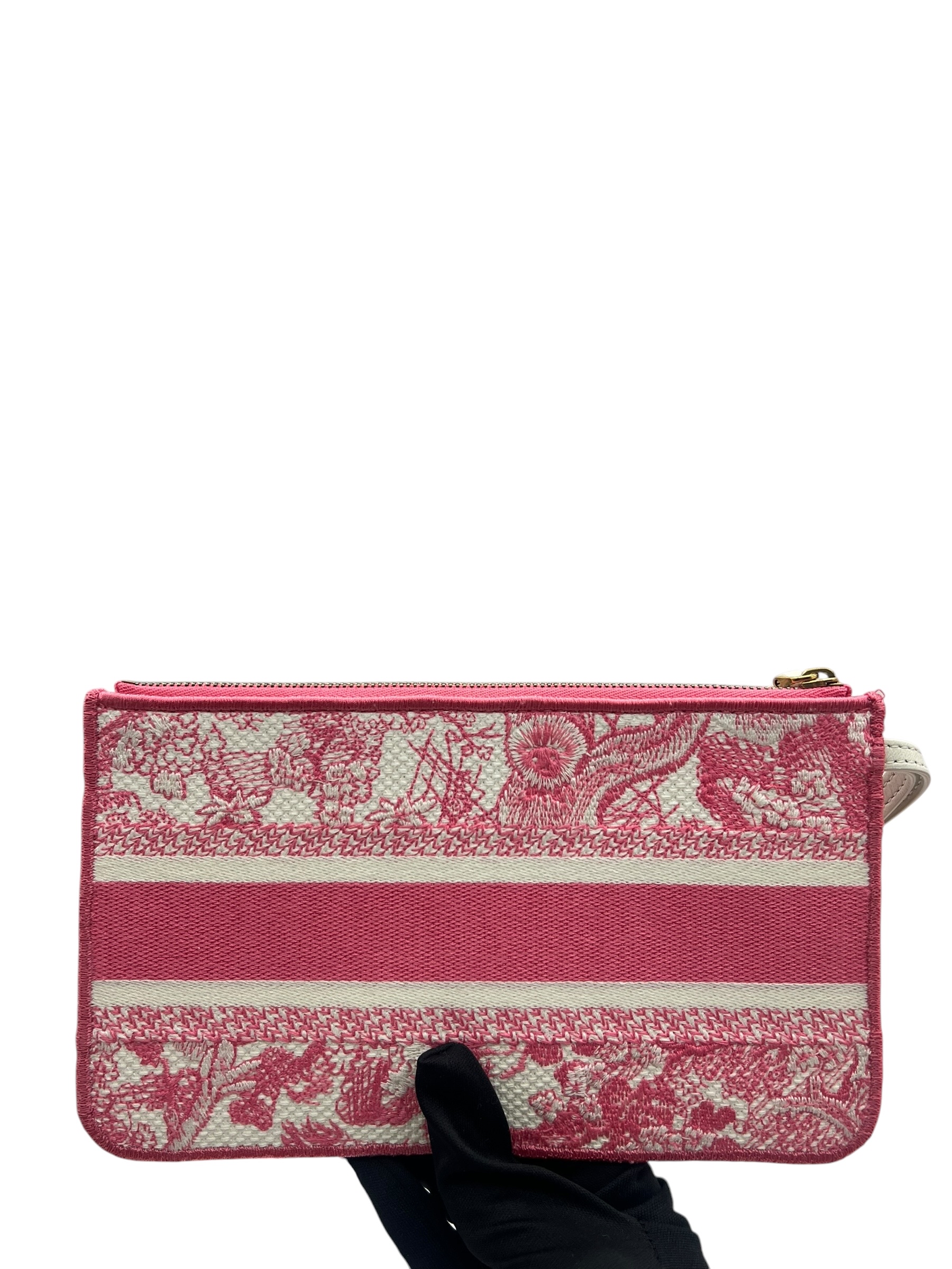Unused Item DIOR Canvas Embroidered Dioriviera Toile De Jouy Panier Chapeau Tote Peony Pink / Product Code: 26060701