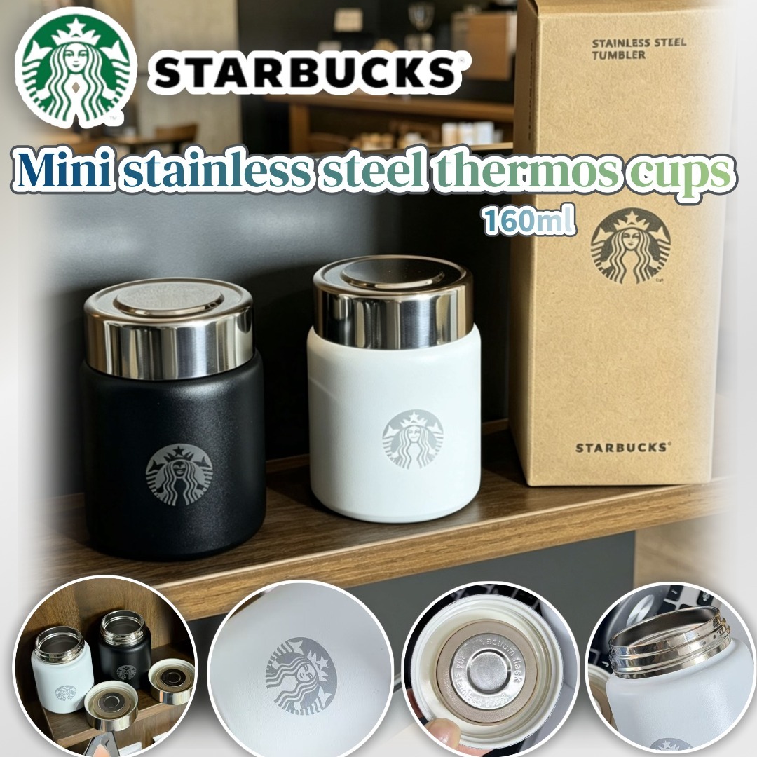 0725 STARBUCKS Mini stainless steel thermos cups 不鏽鋼保溫杯𝟭𝟲𝟬𝗺𝗹（1套2件) 9月頭