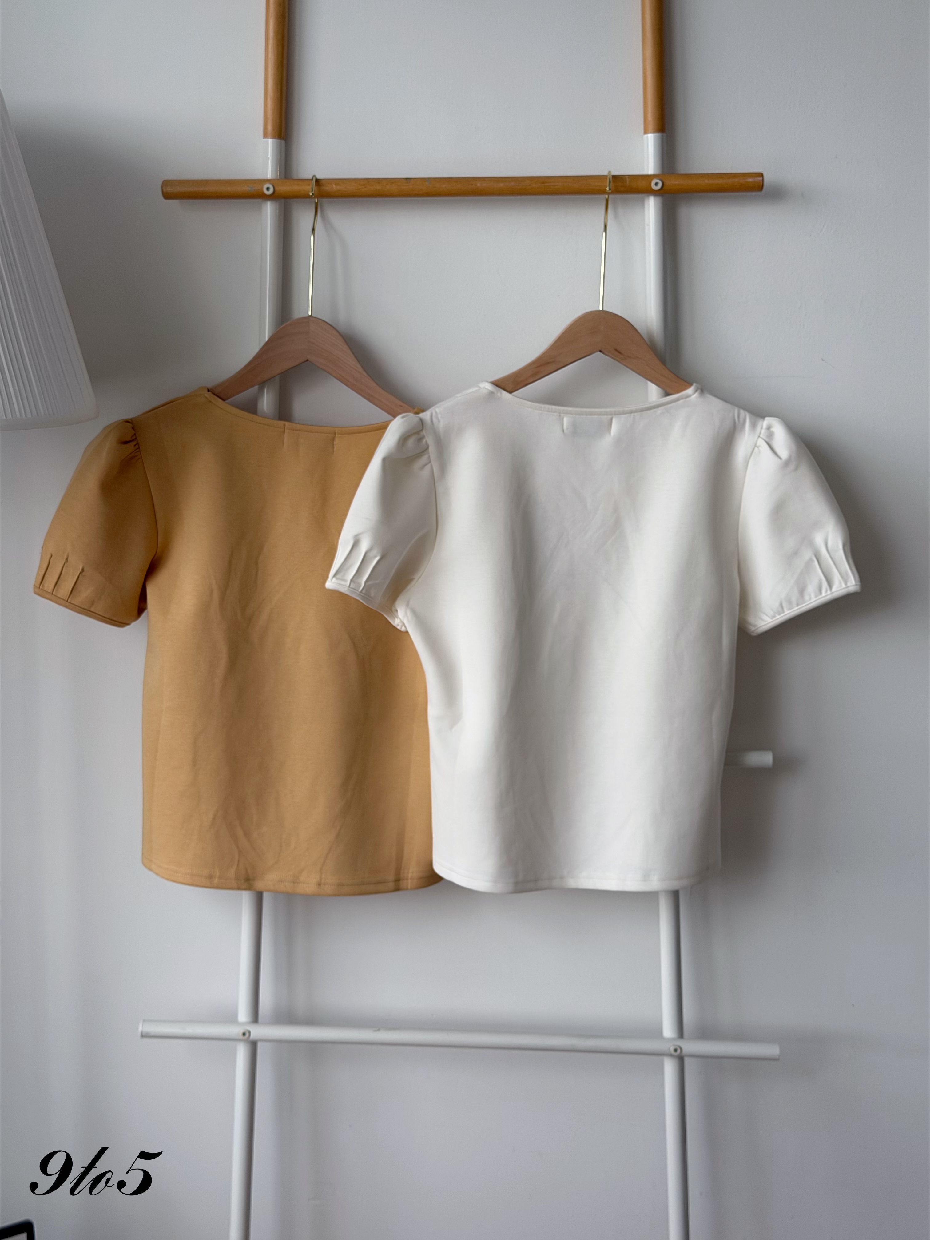 T4540 Sweetheart Collar Puff Sleeve Top - 3 Colors 