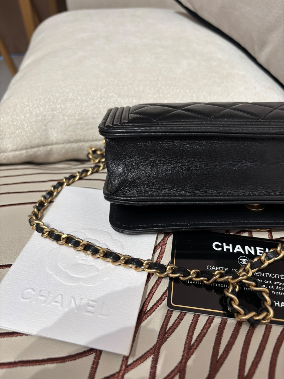 Chanel Boy Wallet On Chain woc 黑金100%Authentic, 92%New ✅26Card✅Dust bag