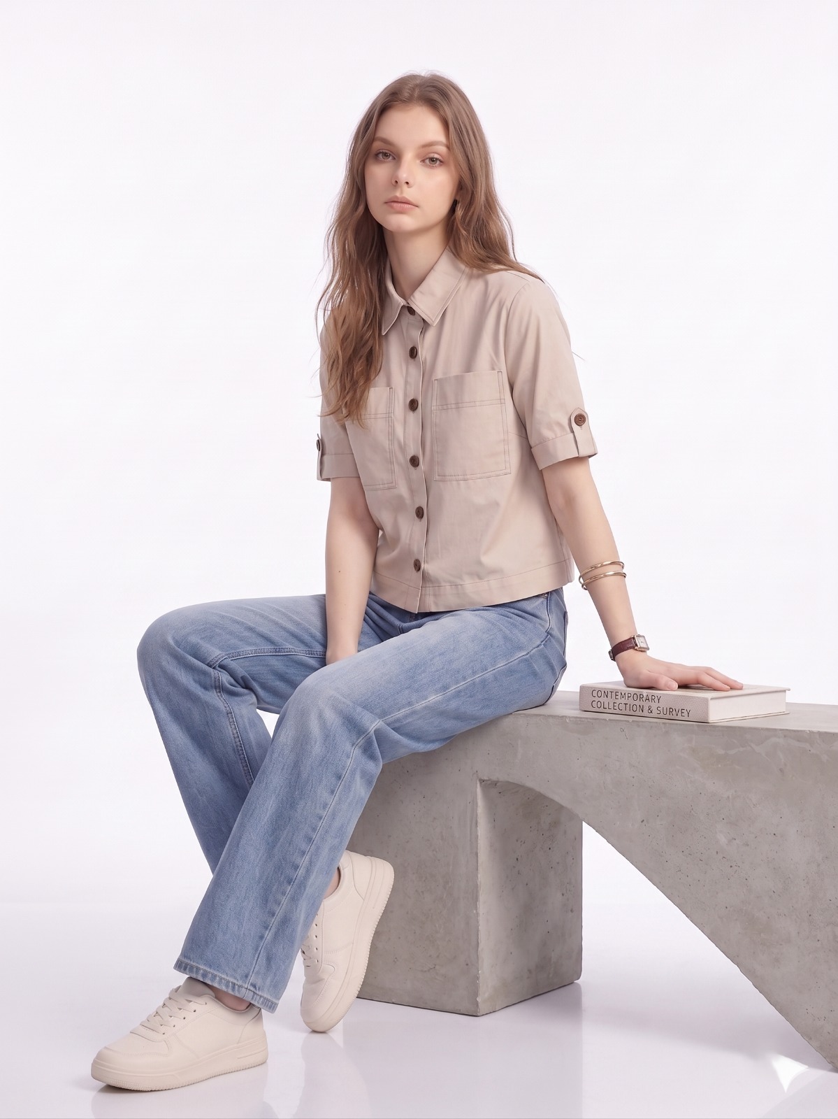 2135BB Celeste Contrast Button Utility Shirt