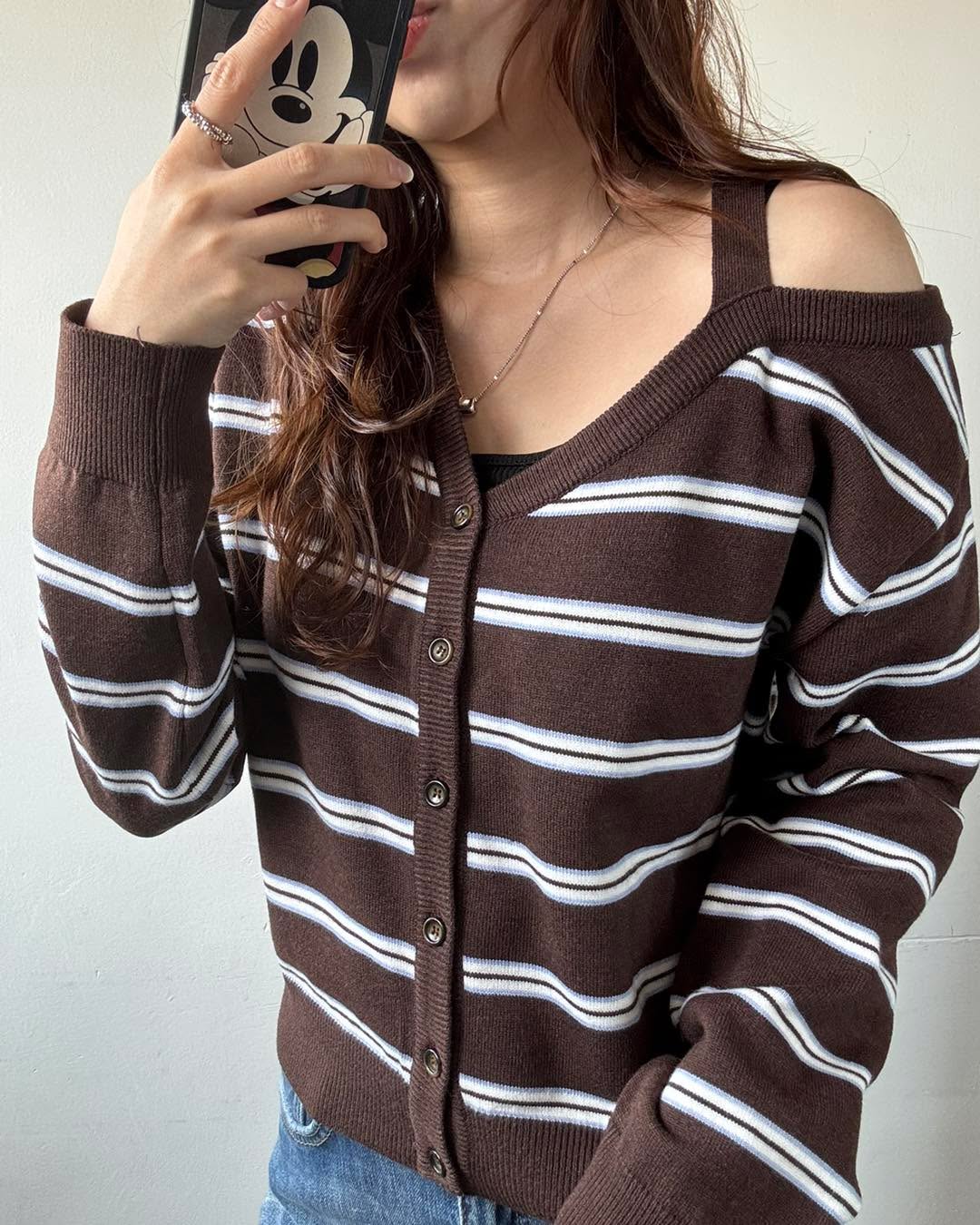 單肩露膊Cardigan 