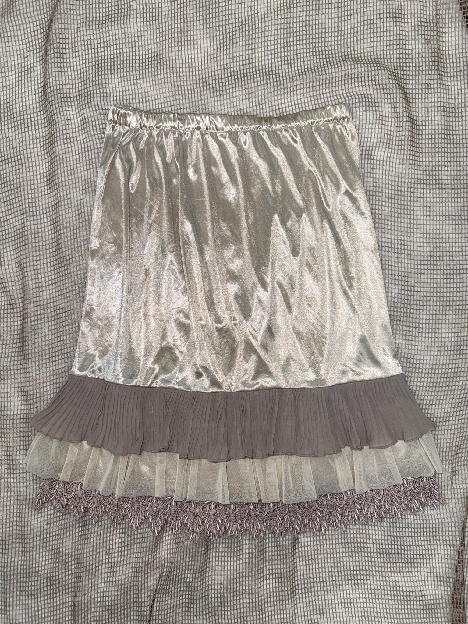 Champagne Gold Silk-Like Slip Skirt