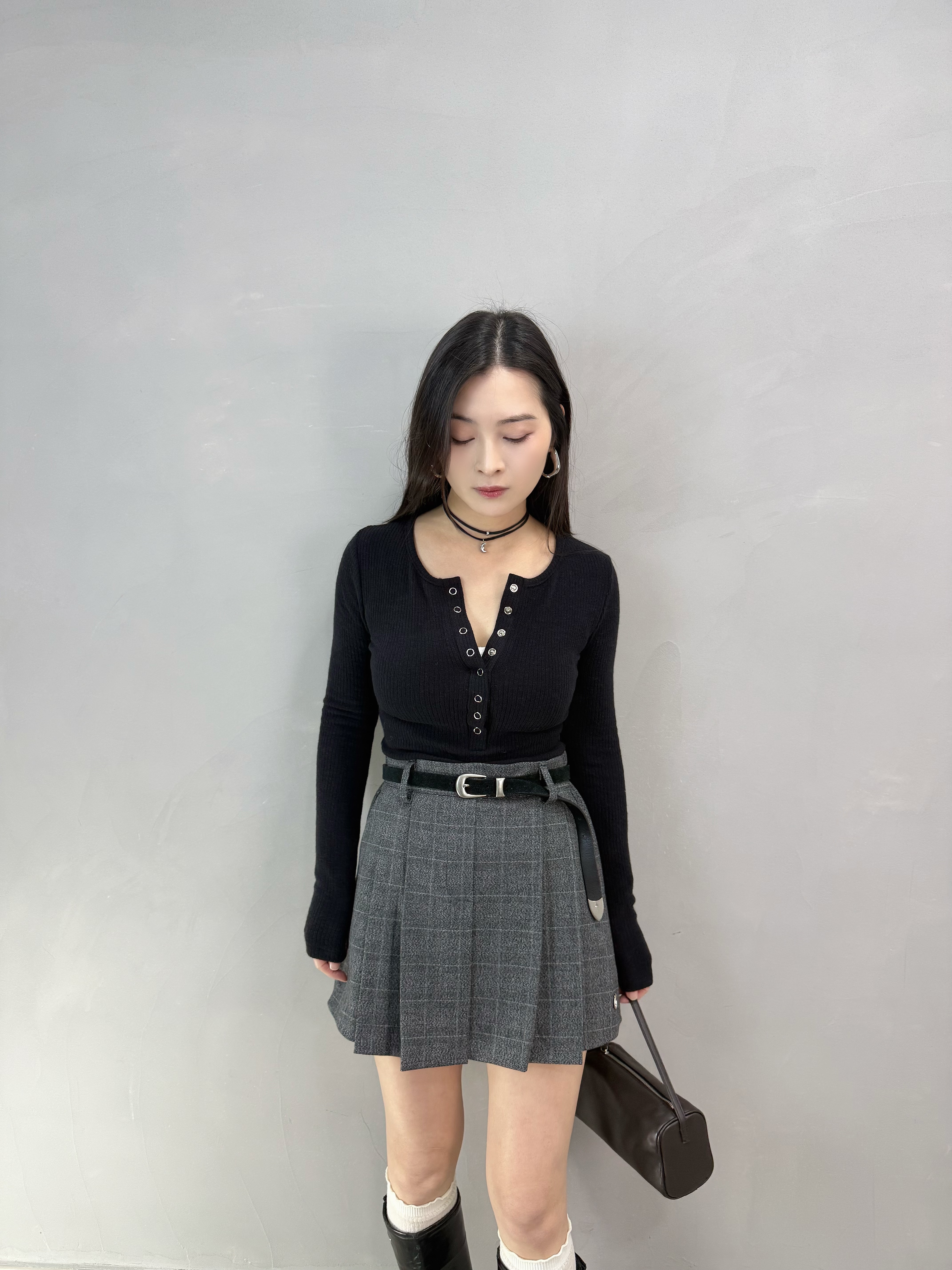 F66 啪鈕暗紋超彈Tee