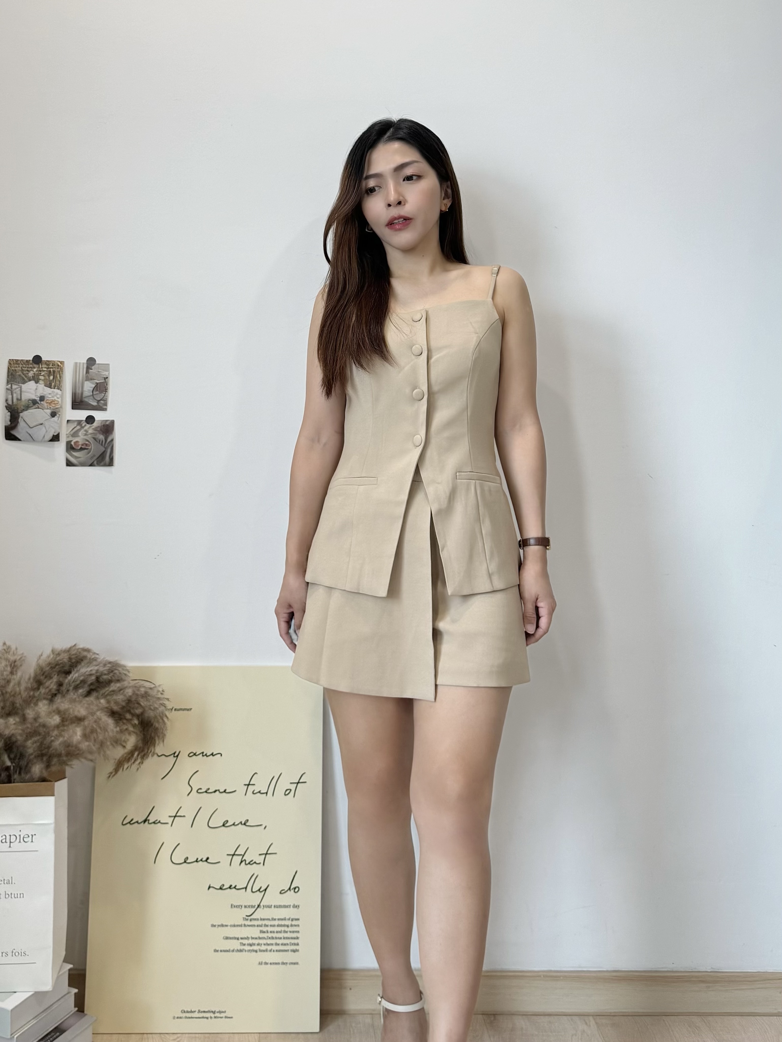 French Tailored Cami Set 法式收腰吊带西装裤裙套装 ( 3 colours )