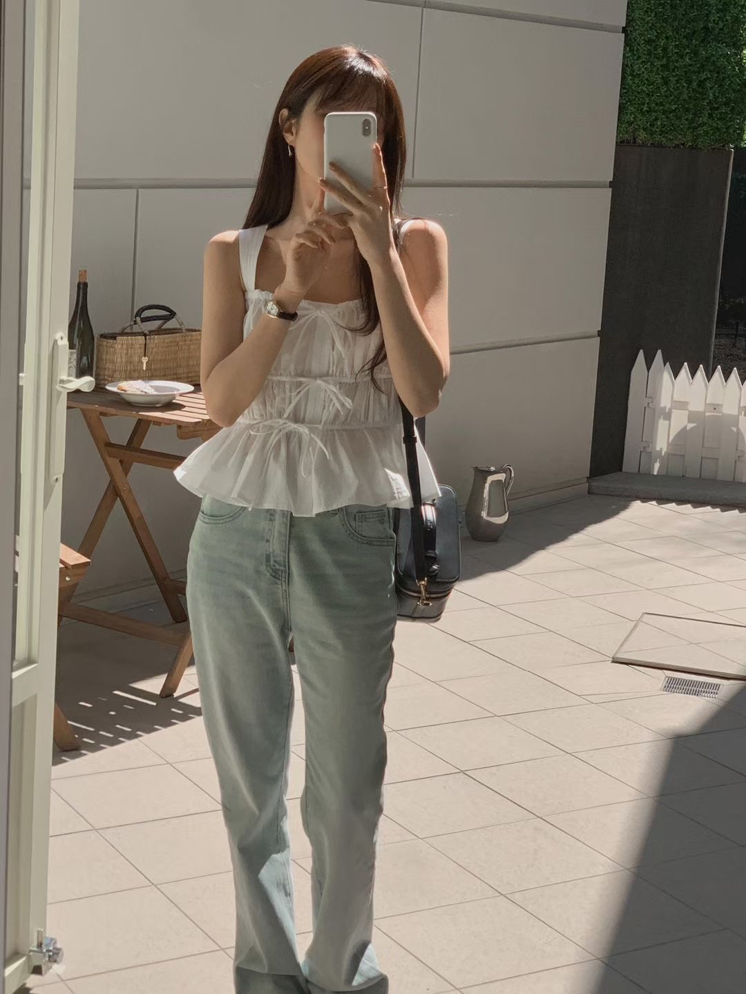 Lovely ribbons shirred top