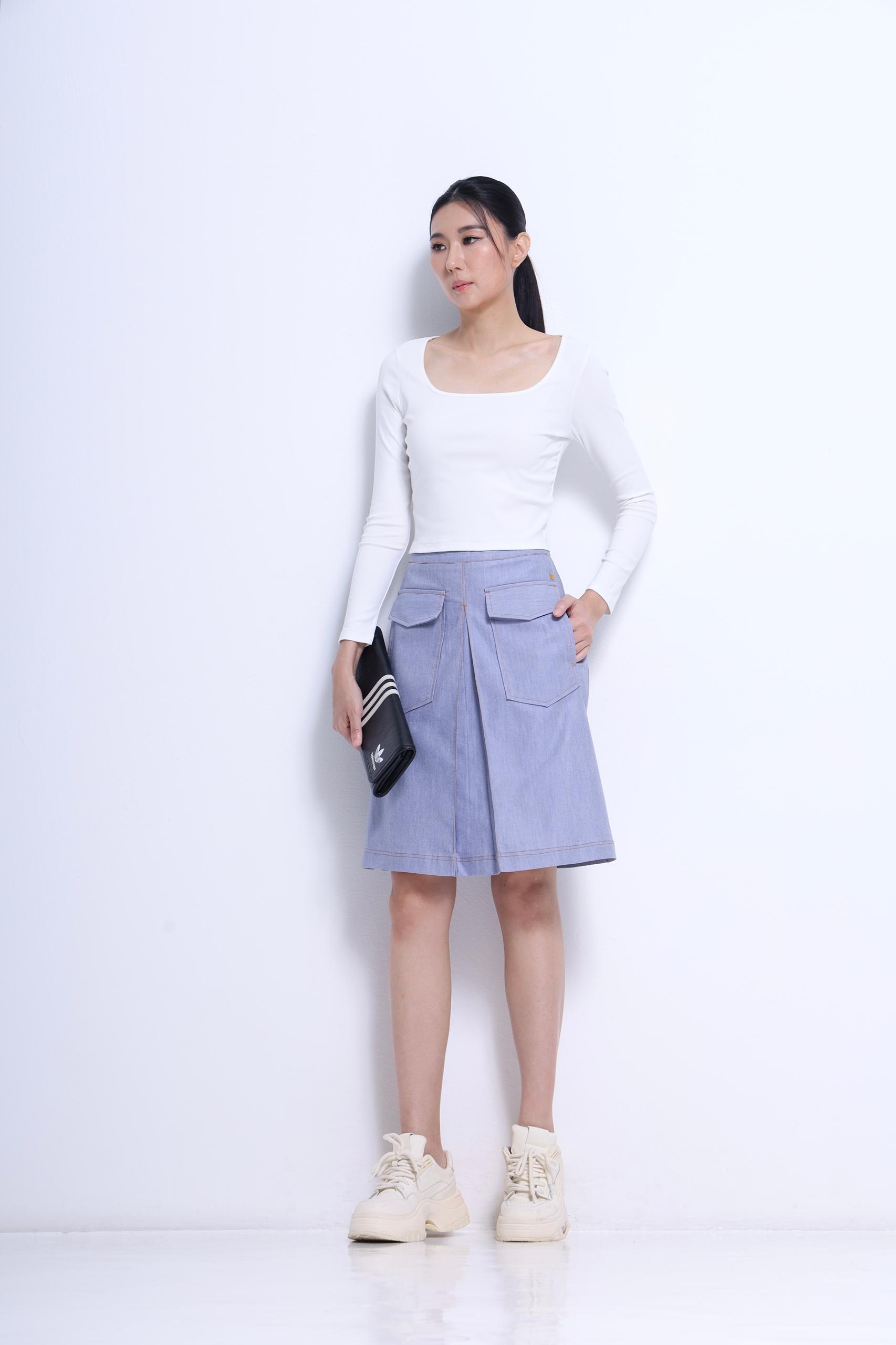 CS1434 EMBD THREAD MID RISE A-LINE SKIRT