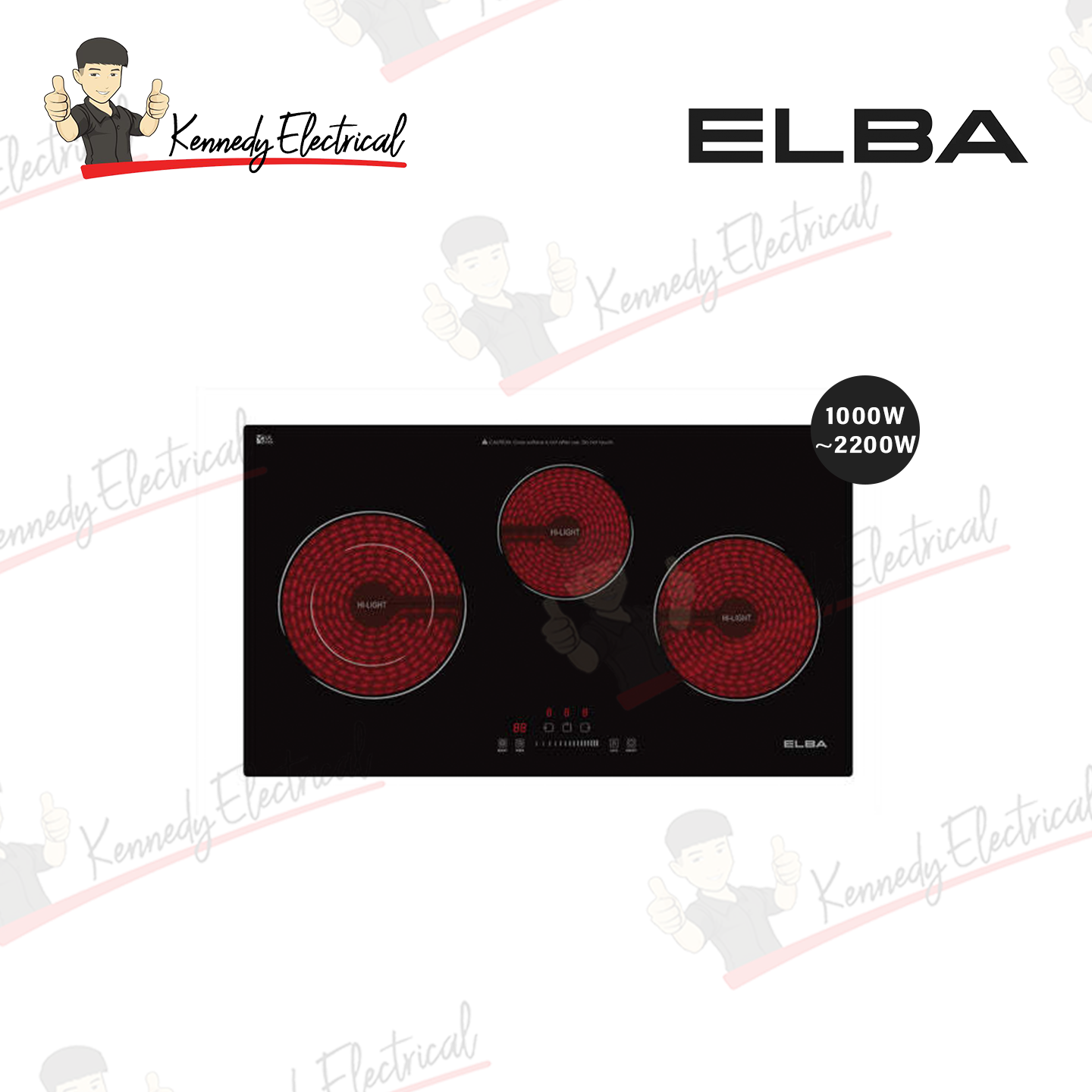 Elba Triple Cooking Zones Vulkera Glass Built-In Ceramic Induction Hob ECH-Q7033ST(BK)