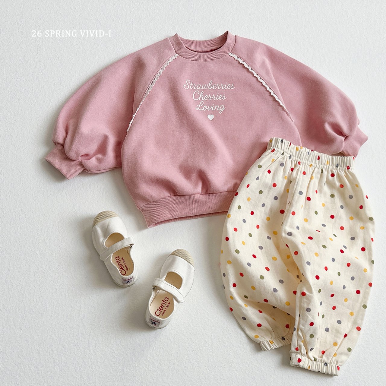 🌸預訂 韓國直送🌸🇰🇷VIVIDI三色英文印花蕾絲泡泡袖上下套裝