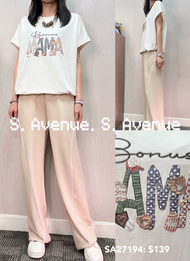 SA27194: 短袖彩英文字束腳tee