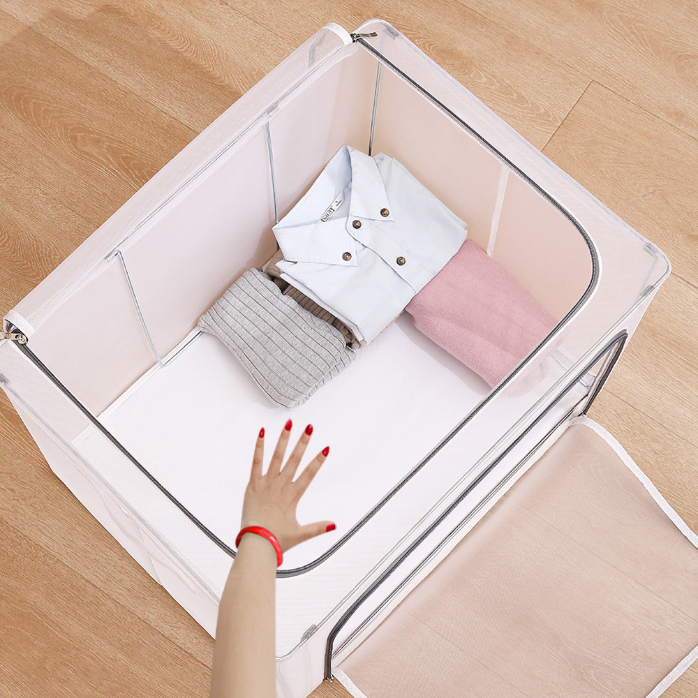 可折疊防水鋼架收納箱  儲物箱 膠箱 超大容量儲物箱 收納袋 家居收納 大容量棉被袋 衣服被子玩具整理箱 HK0328