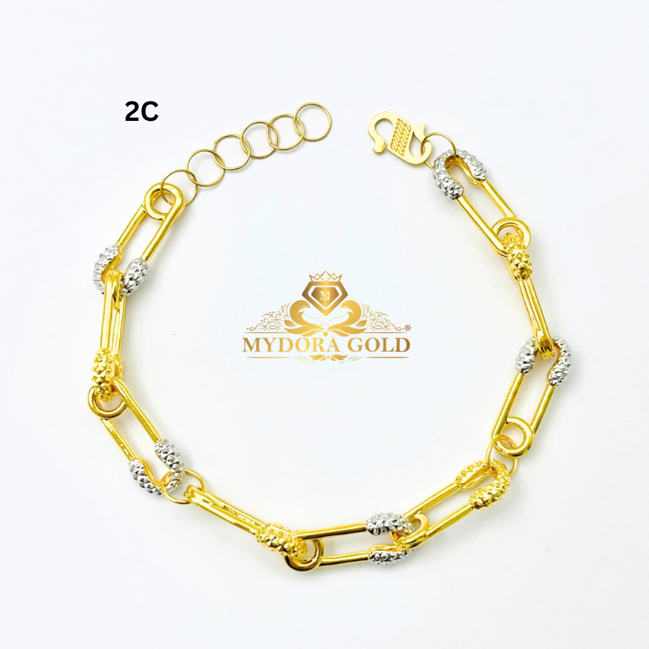 MYDORA Rantai Tangan Fesyen Safety Pin Link l EMAS 916/22K