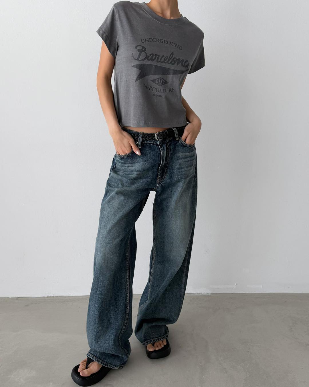 純色印字短裝tee