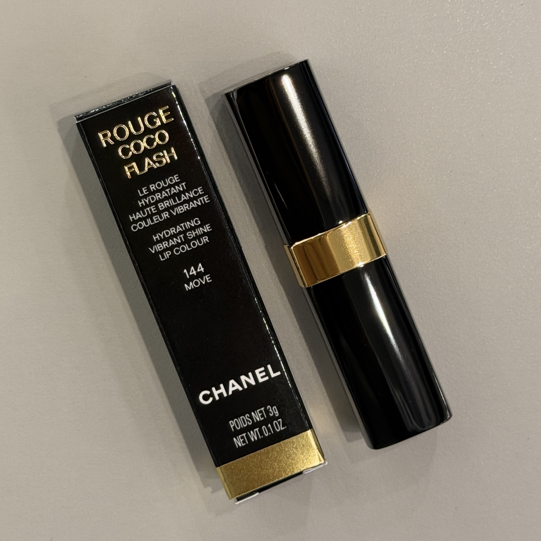 CHANEL ROUGE COCO FLASH 透亮光感唇膏 #144 MOVE 清透蜜柚紅茶 3g