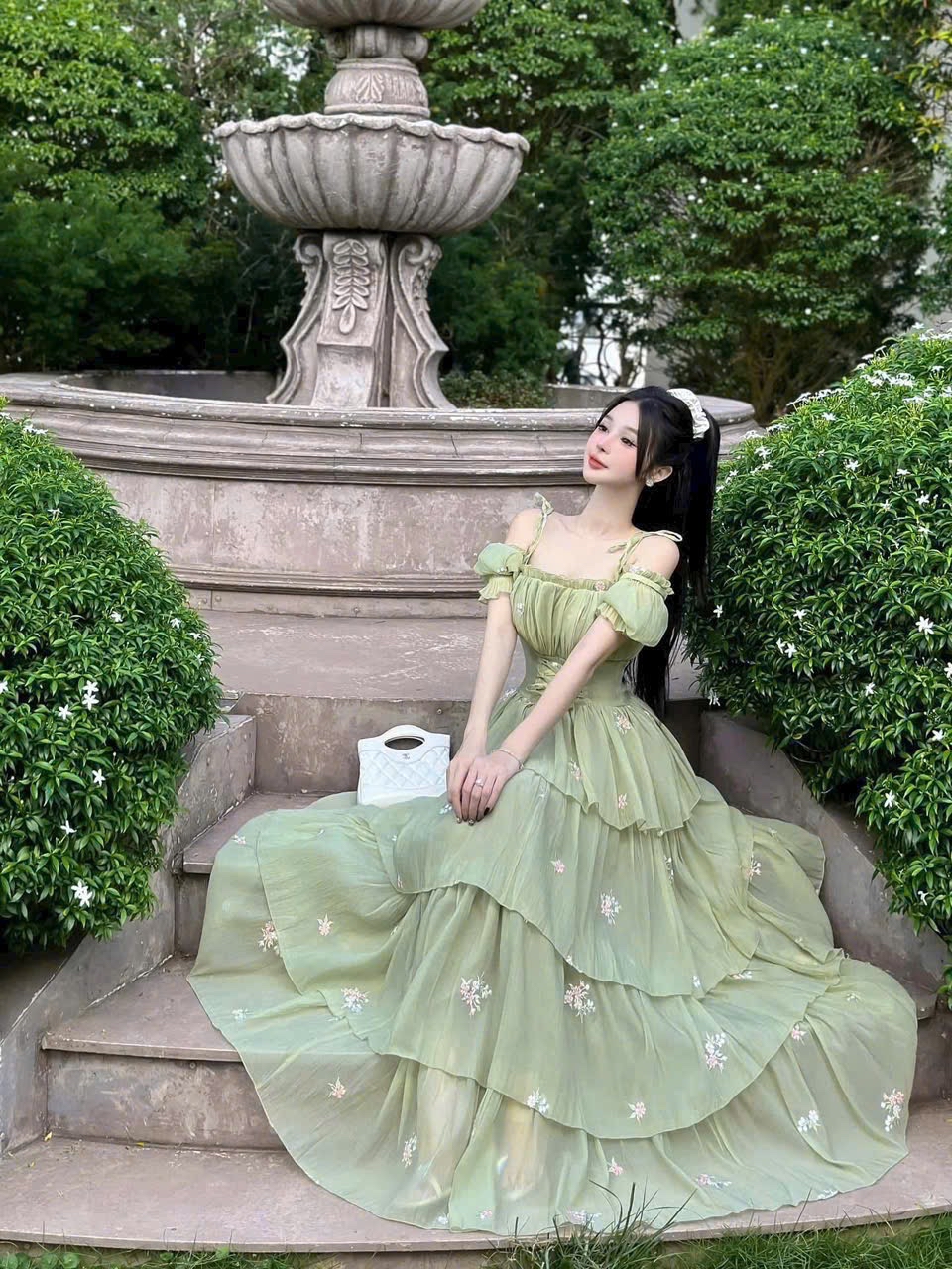 優雅層疊印花長裙 * 田園風