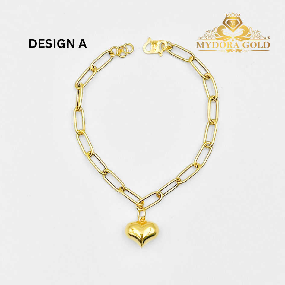 MYDORA Rantai Tangan Mini Paper Clip + 1 Love Licin | EMAS 916/22K