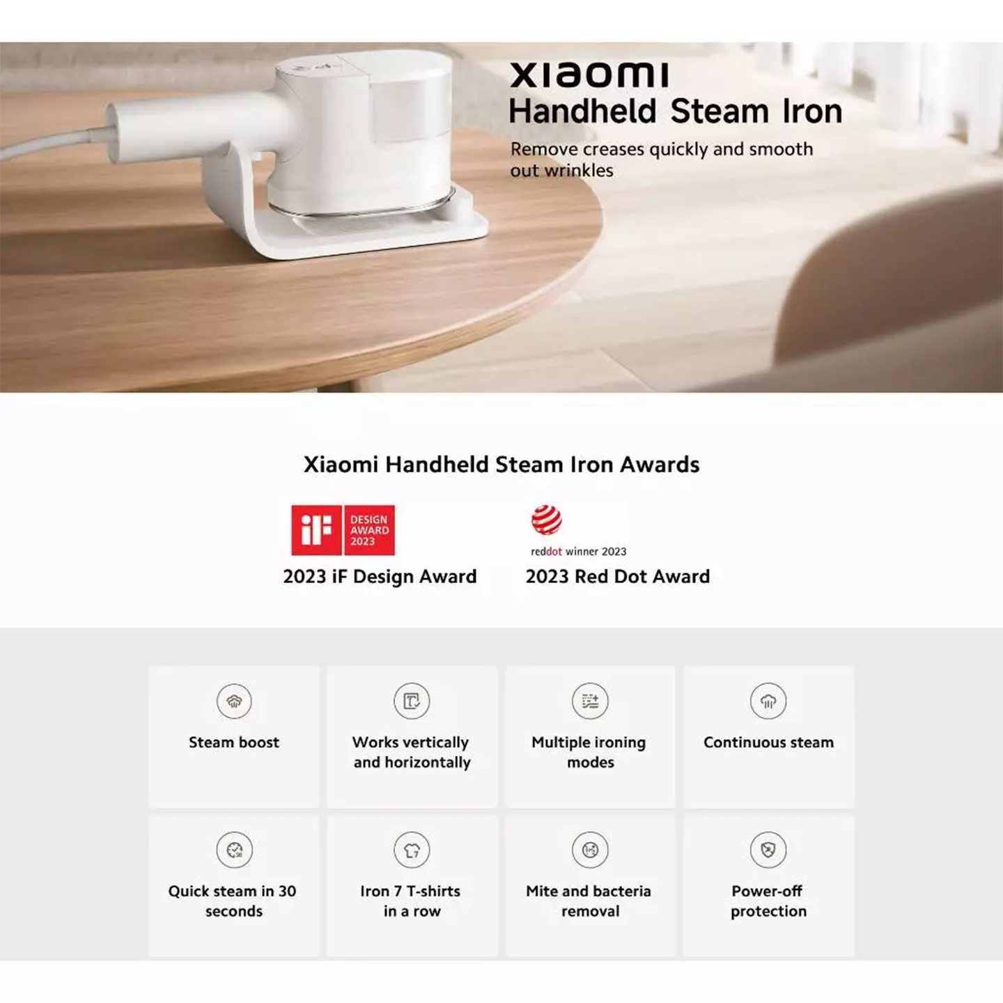Xiaomi Handheld Steam Iron Ceramic Soleplate (BHR9026GB)