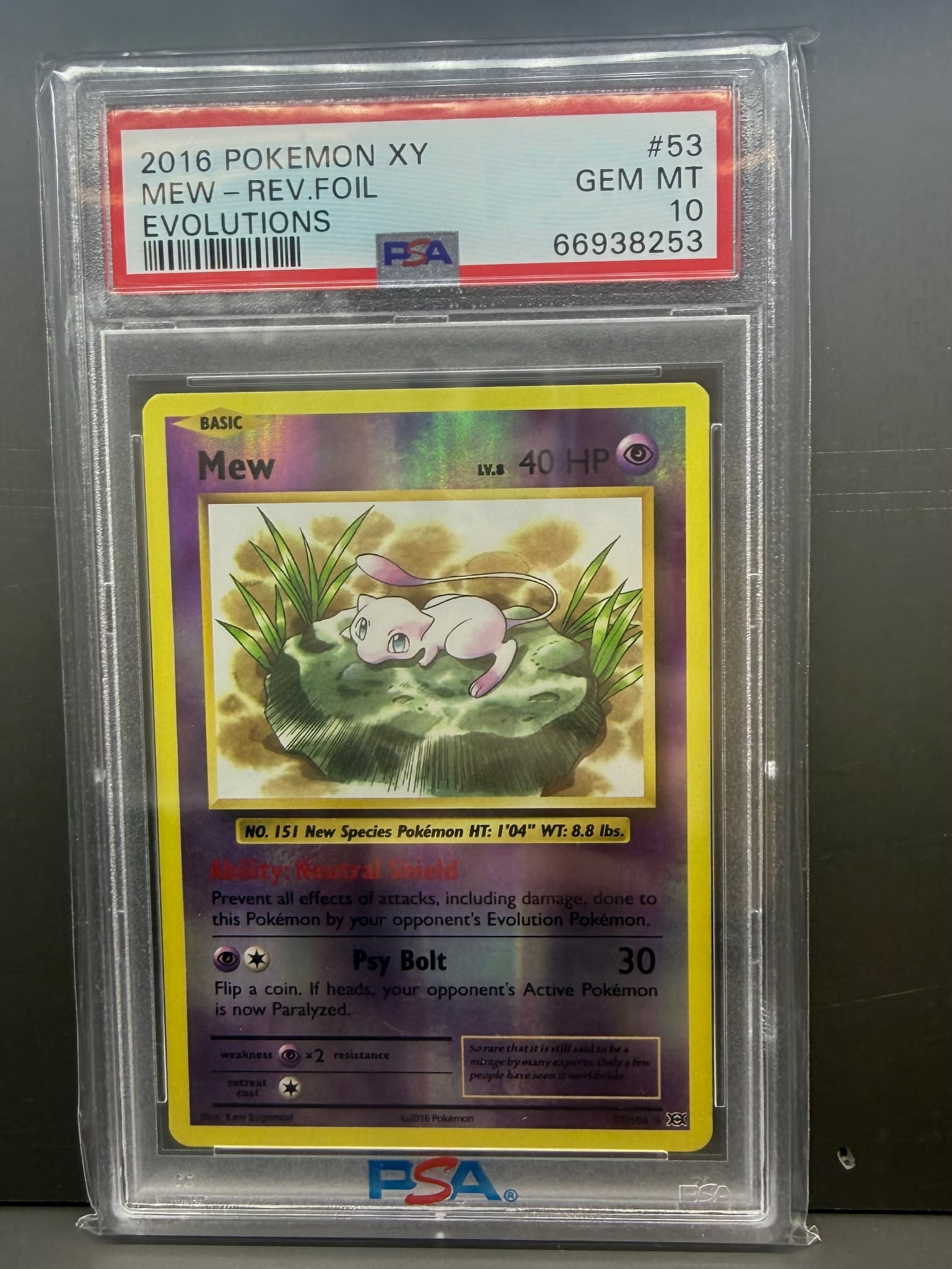 2016 寶可夢XY Mew 反向閃卡 Evolutions PSA 10 GEM MT 鑑定卡牌 #53