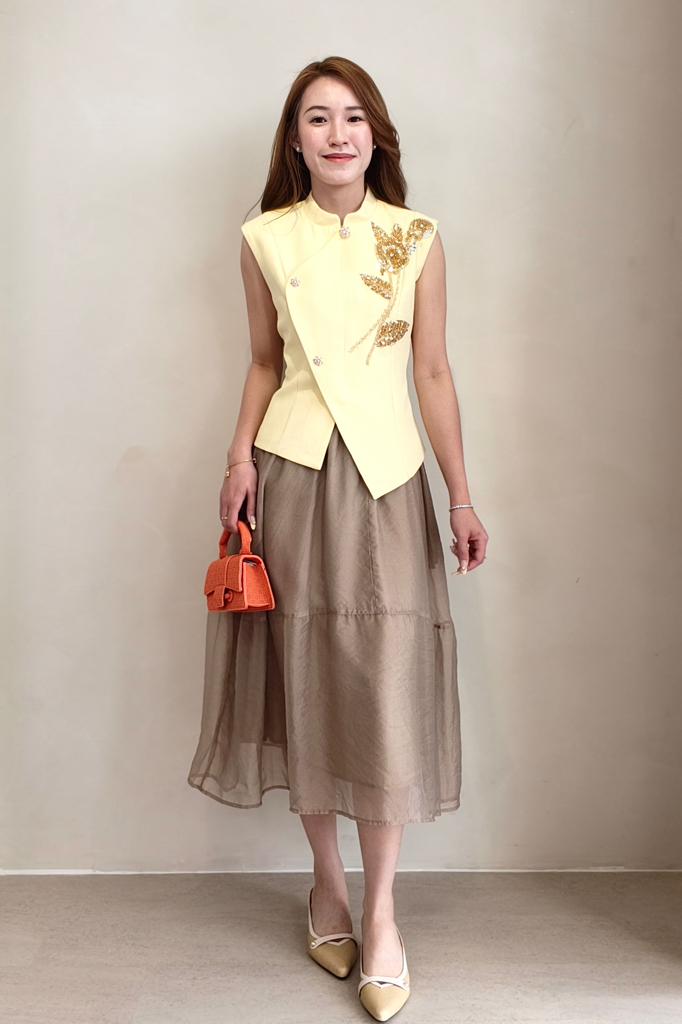 982 Tiered Flare Midi Skirt