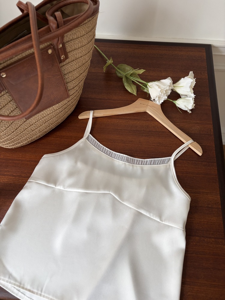 Silky Shirred Trim Camisole (Ivory)
