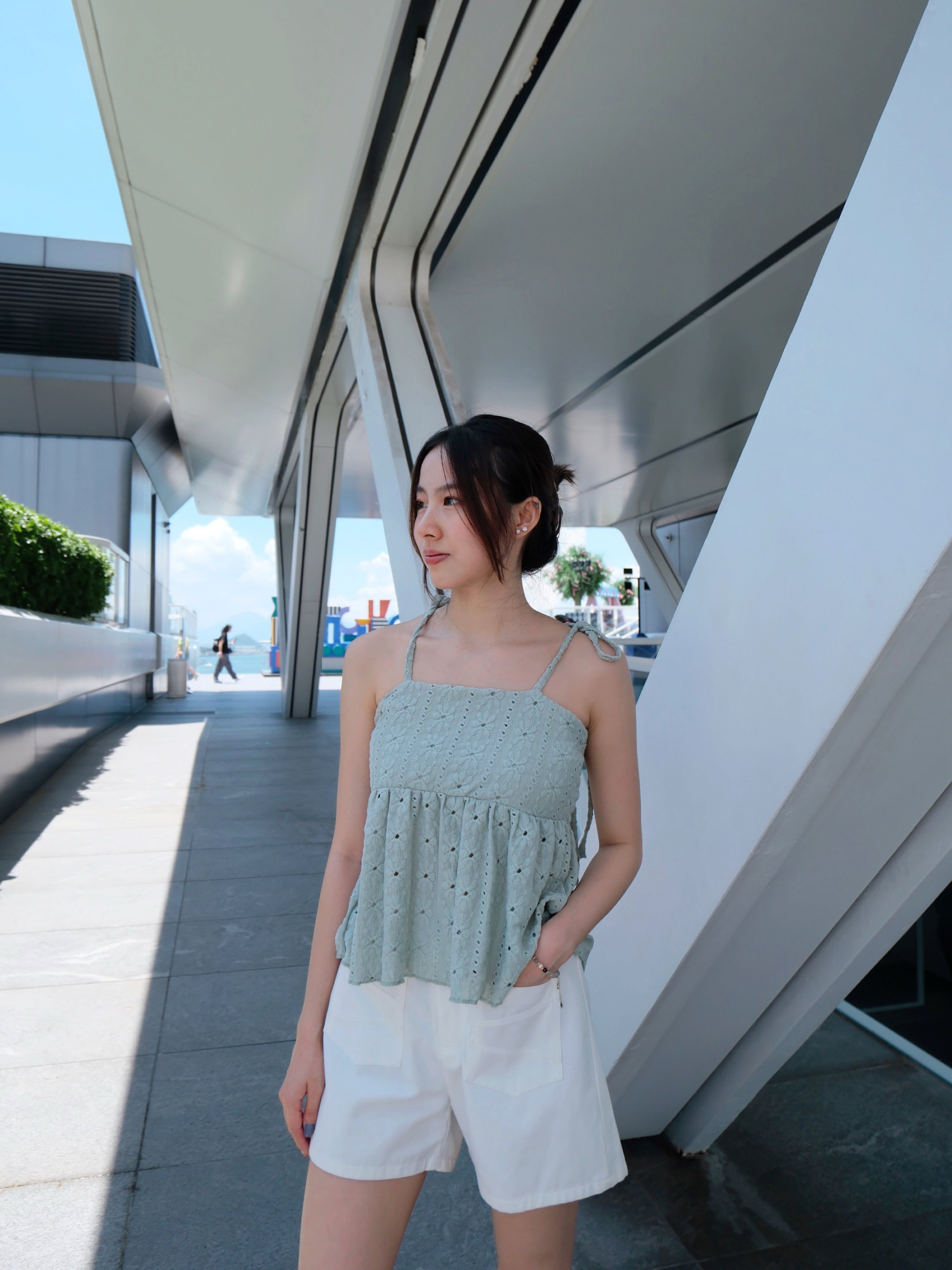 ♡︎TH - 通花布料綁帶TOP 