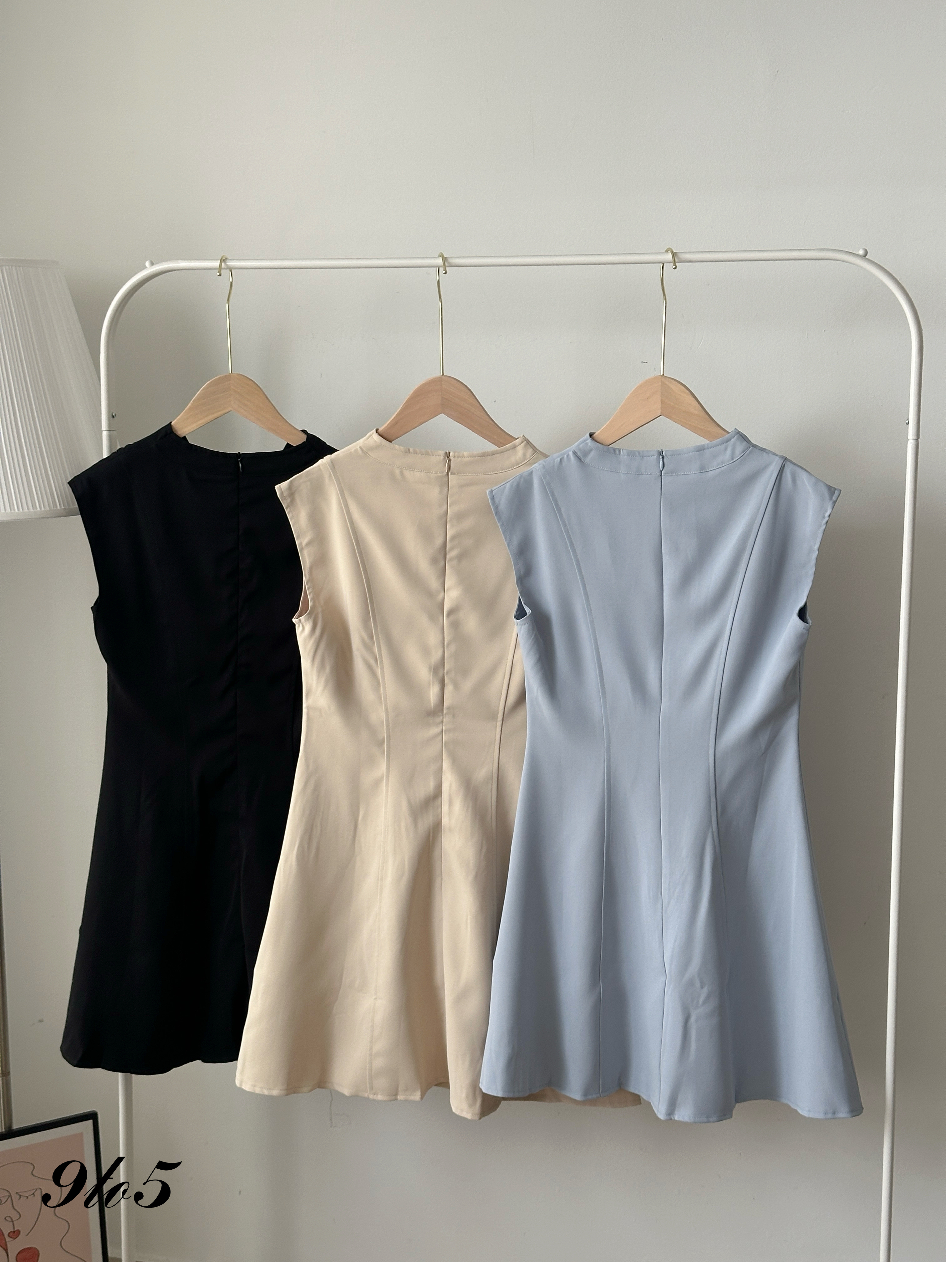 D2354 Cape Sleeve V Neck Dress - 3 Colors 