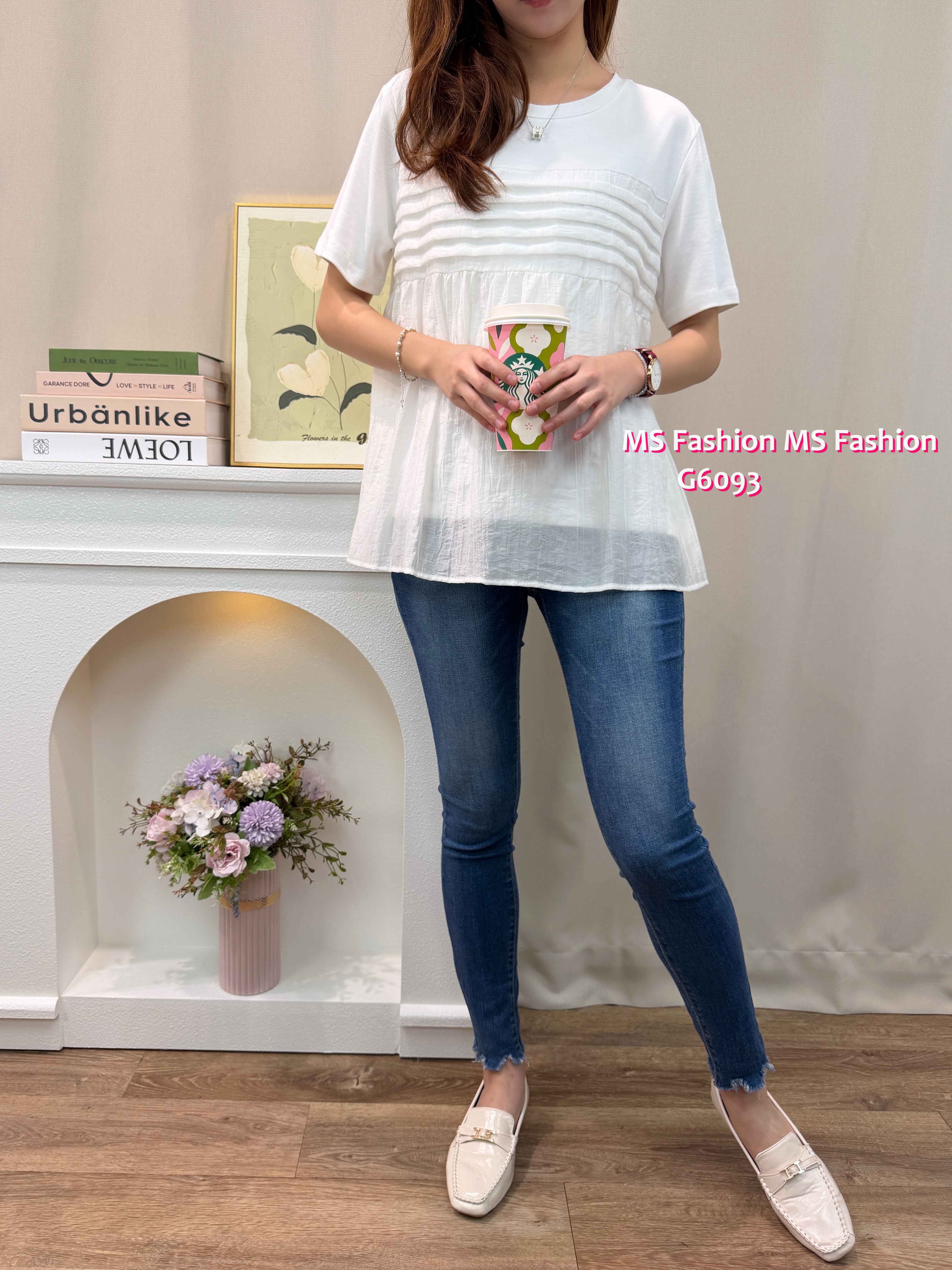 G6093 韓國🇰🇷淨色娃娃拼布top