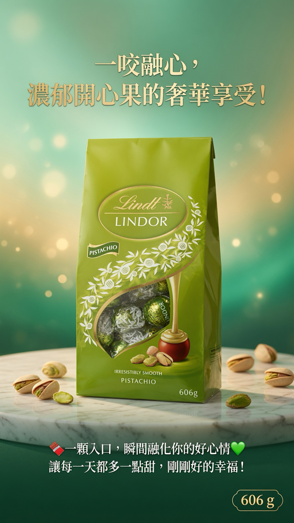 澳洲Costco Lindt Lindor開心果松露巧克力606 g 澳洲版本