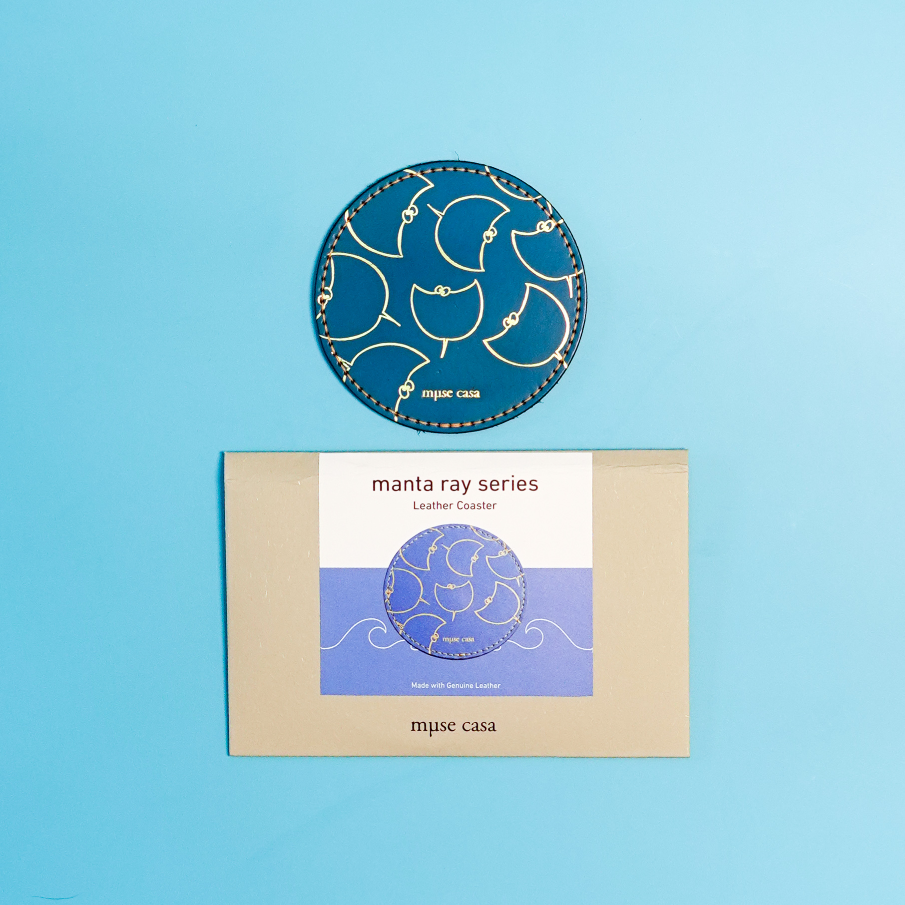 【魔鬼魚系列】魔鬼魚皮革杯墊 (MC-MR07)