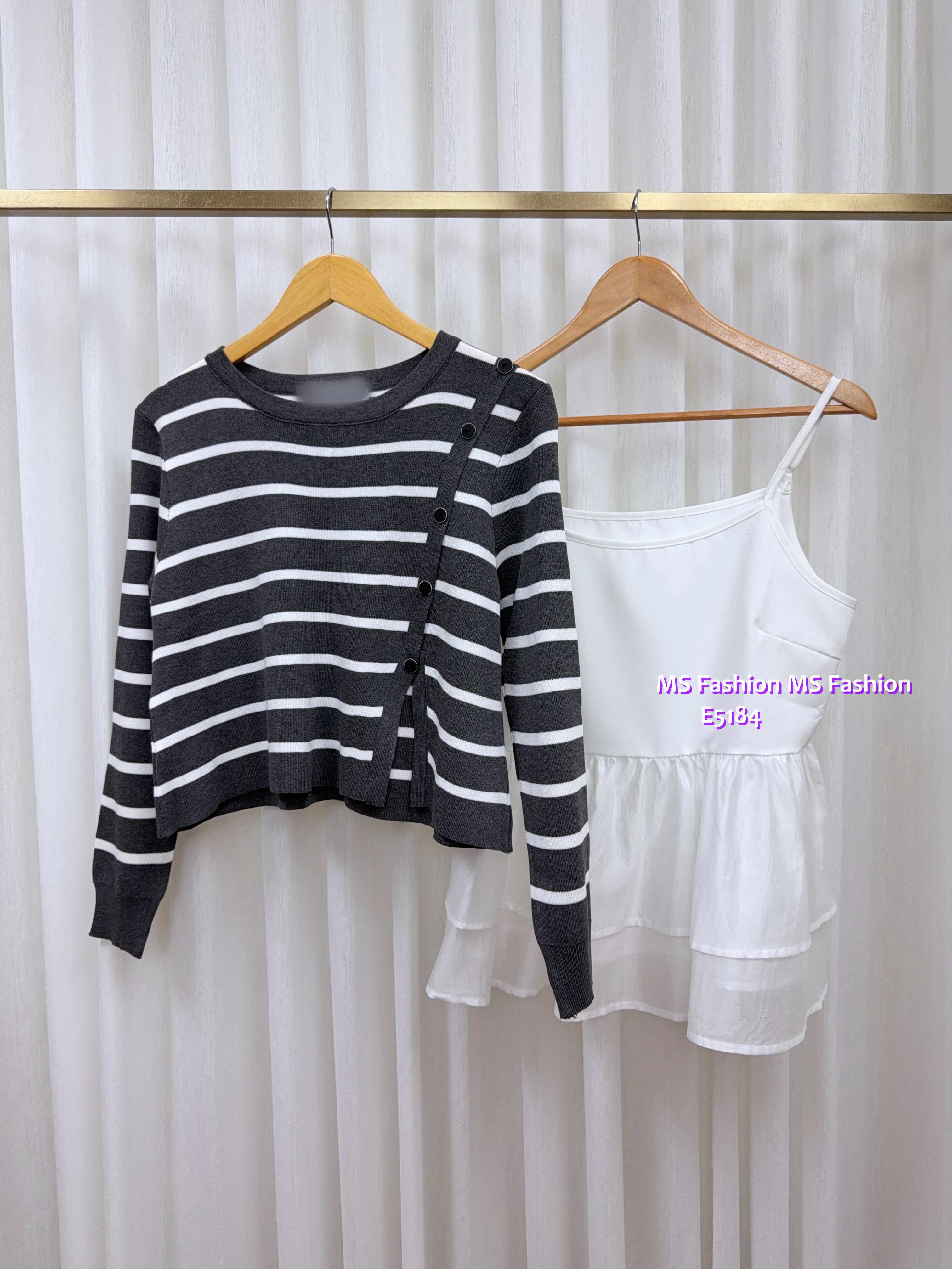 E5184 條子top+打底背心top set