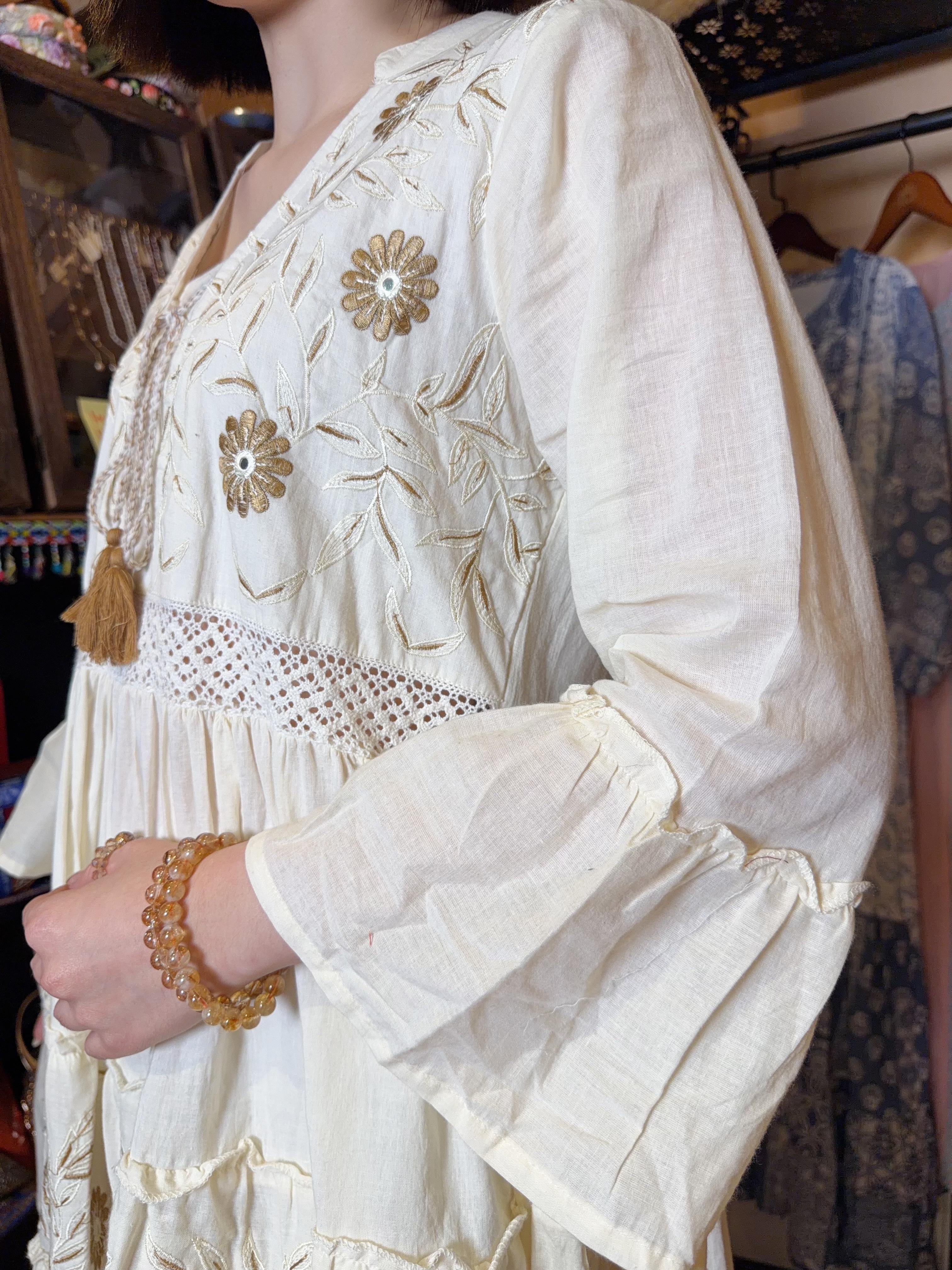 Beige Floral 3-Layer Short Version OP 35" #1088